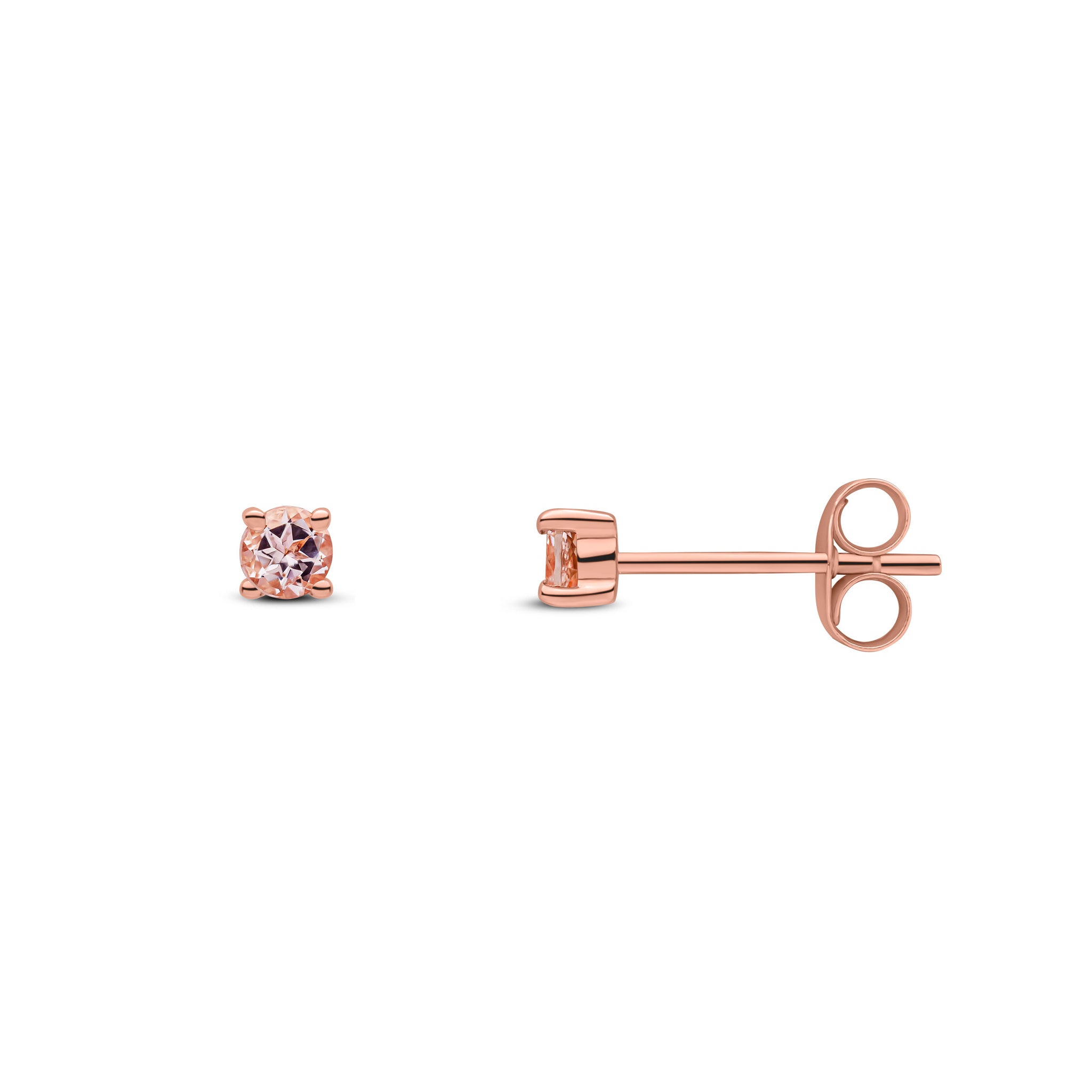 9ct Rose Gold 3mm Morganite 4 Claw Stud Earrings