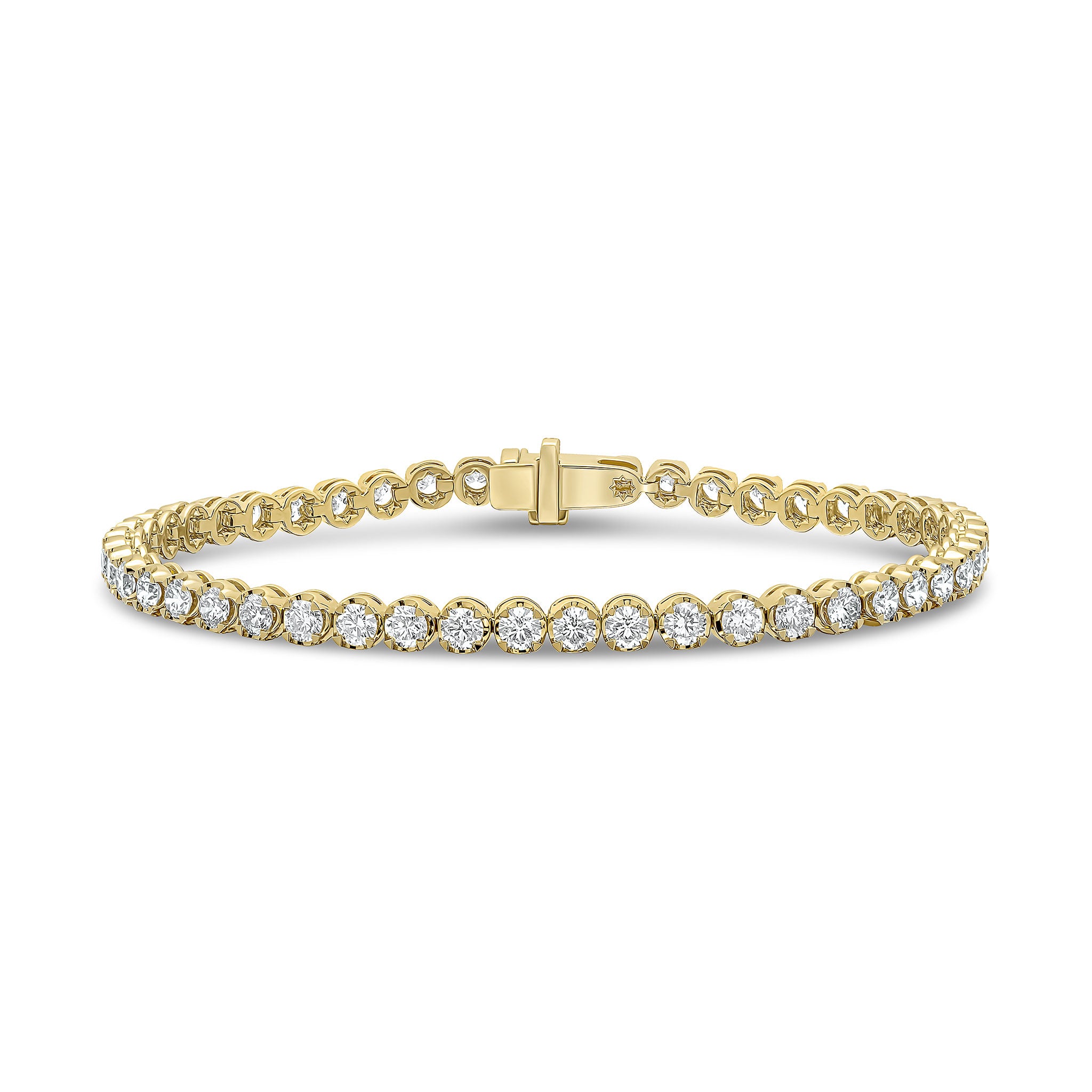 18ct Yellow Gold Brilliant Cut Diamond Claw Set Line Bracelet 5ct
