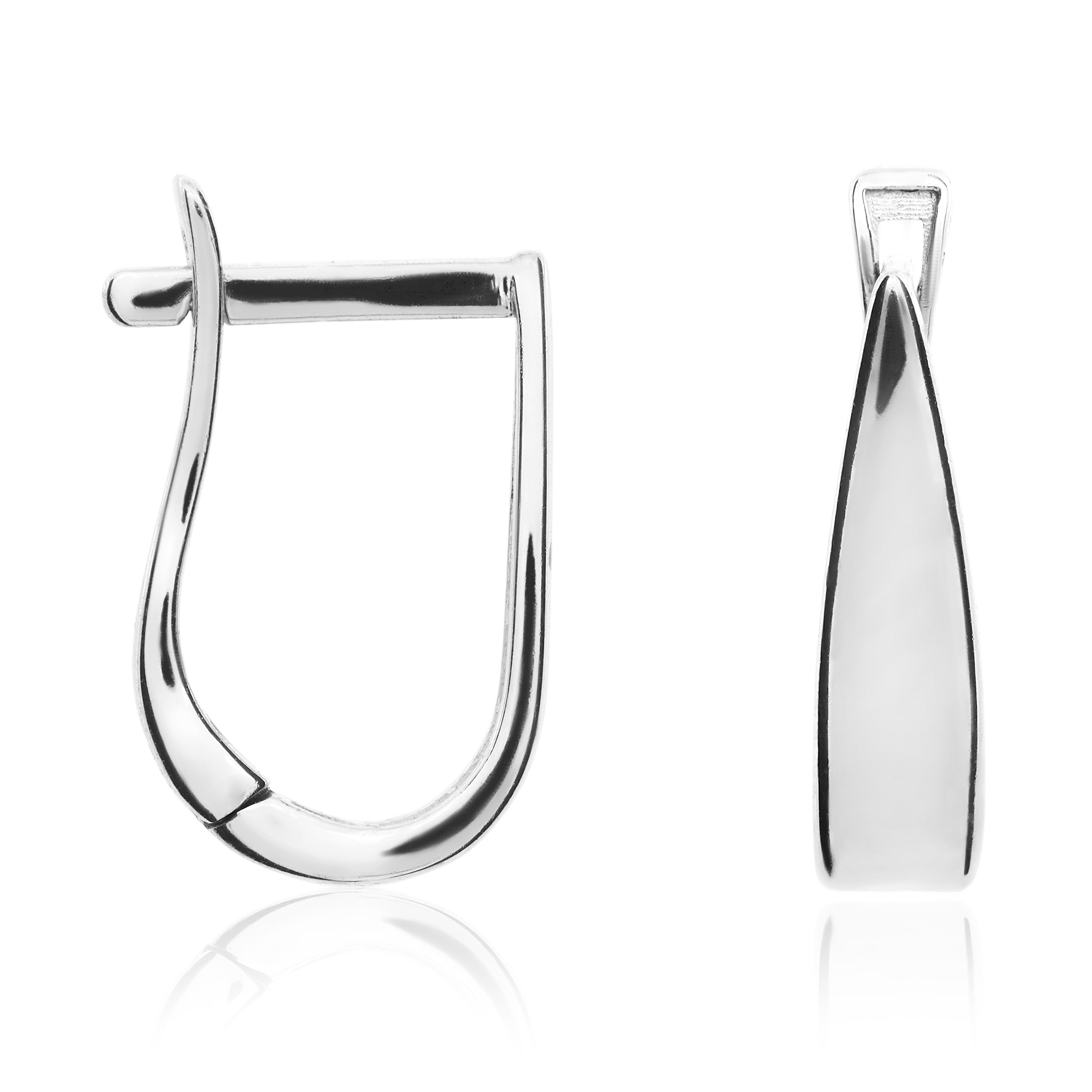 9ct White Gold Polished 'Stirrup' Hoop Earrings