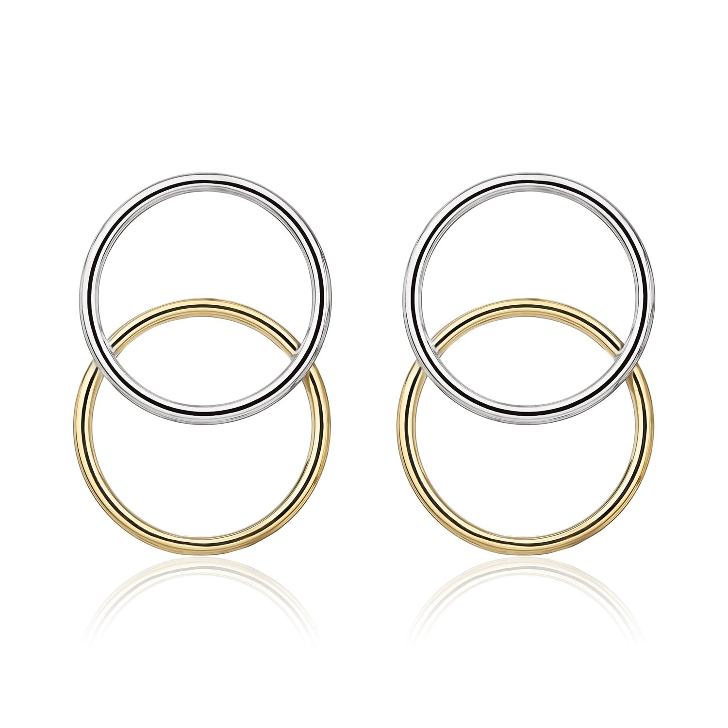 9ct yellow and white gold Overlapped Open Circles Earrings