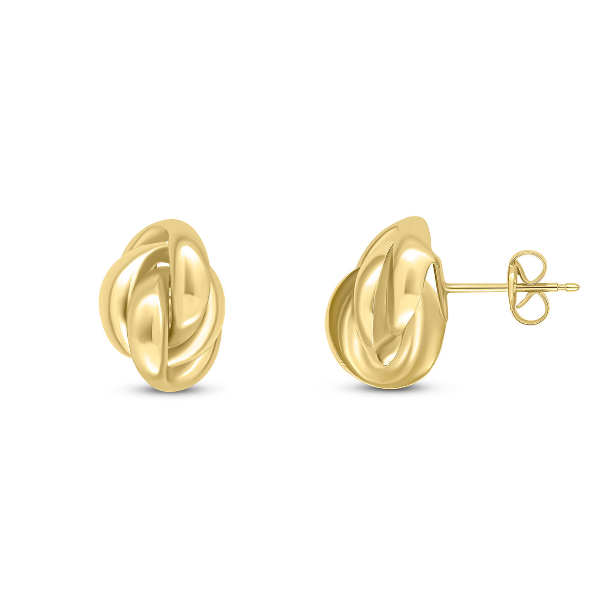 9ct Yellow Gold Long Knot Stud Earrings