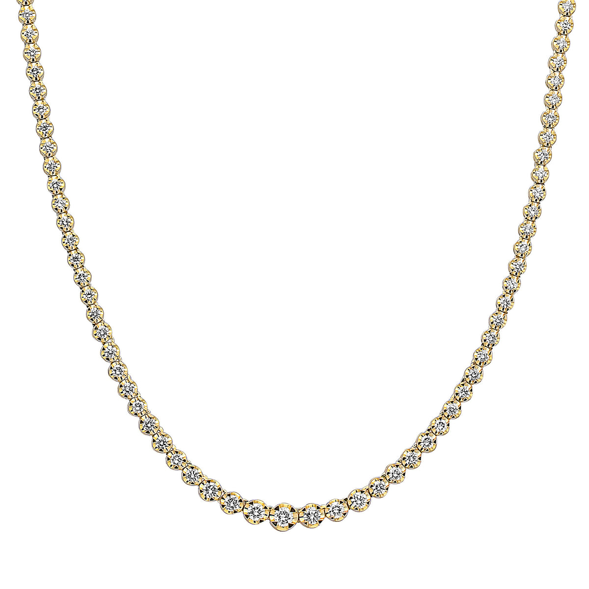 18ct Yellow Gold Brilliant Cut Diamond Claw Set Line Necklace 4ct
