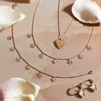 Elements Gold Heart and Flower Charm Bracelet