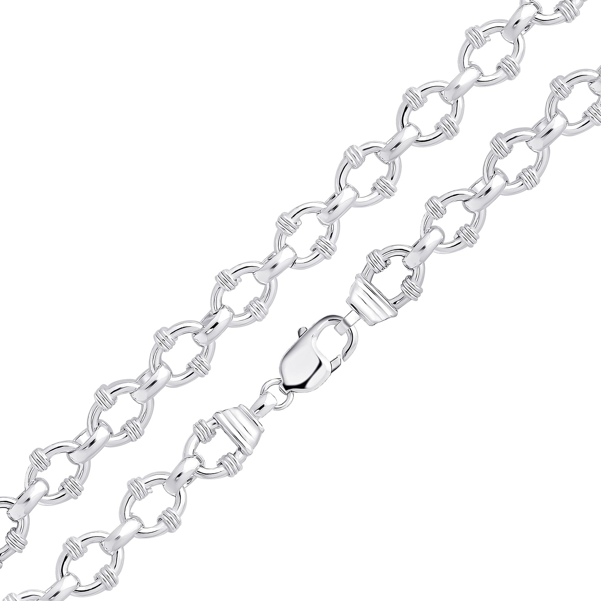 Silver 12.8mm Belted Oval