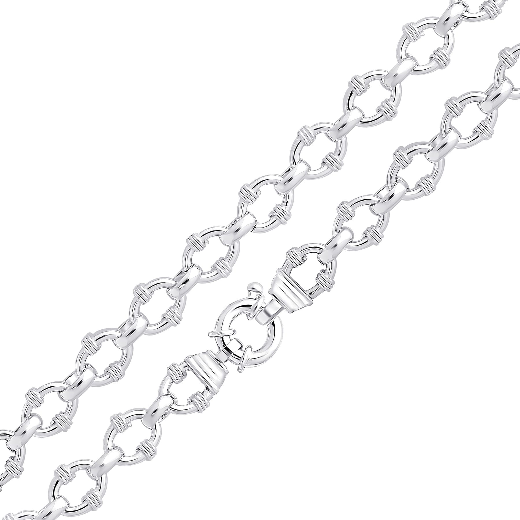 Silver 12.8mm Belted Oval Chain