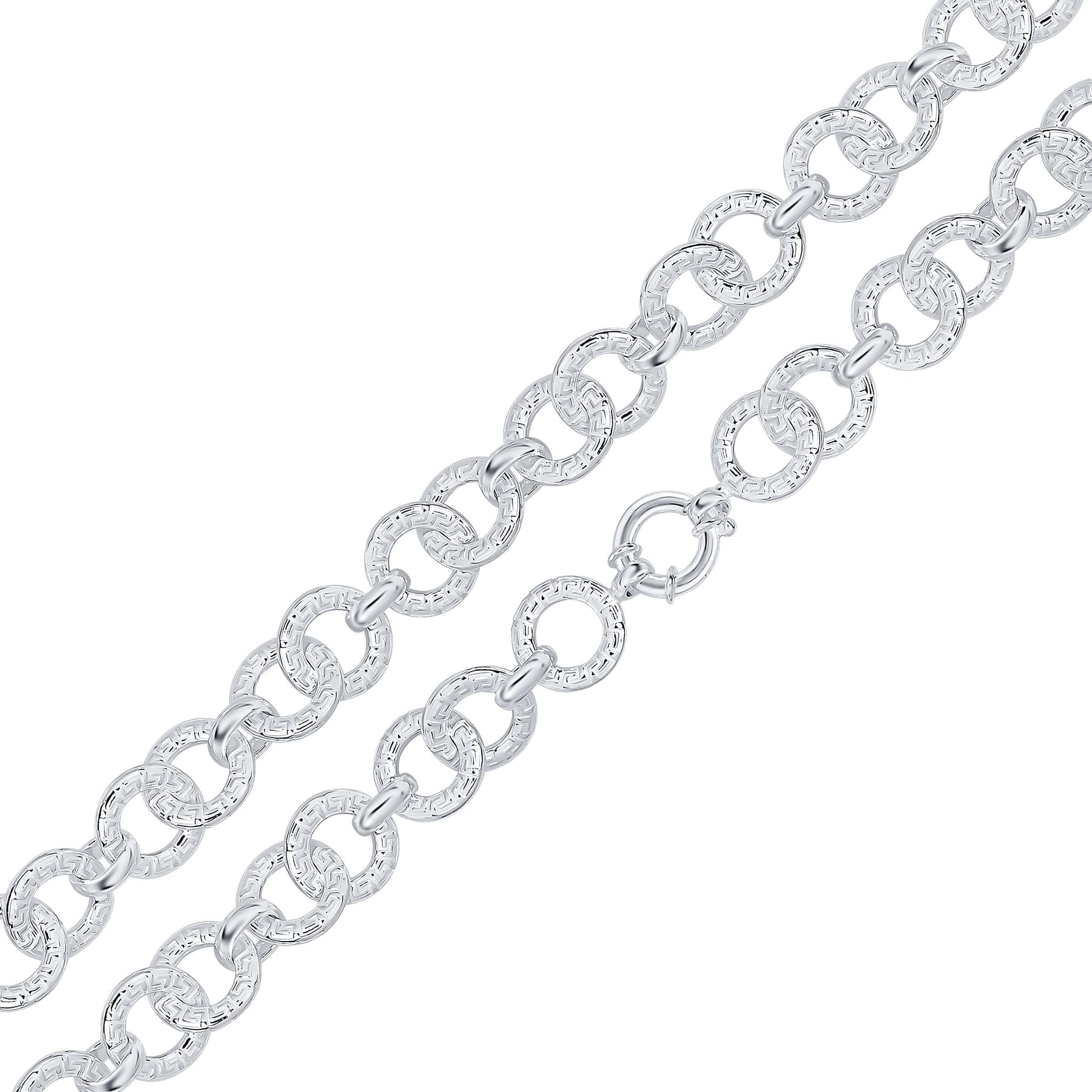 Silver 18mm Round Greek Key Chain