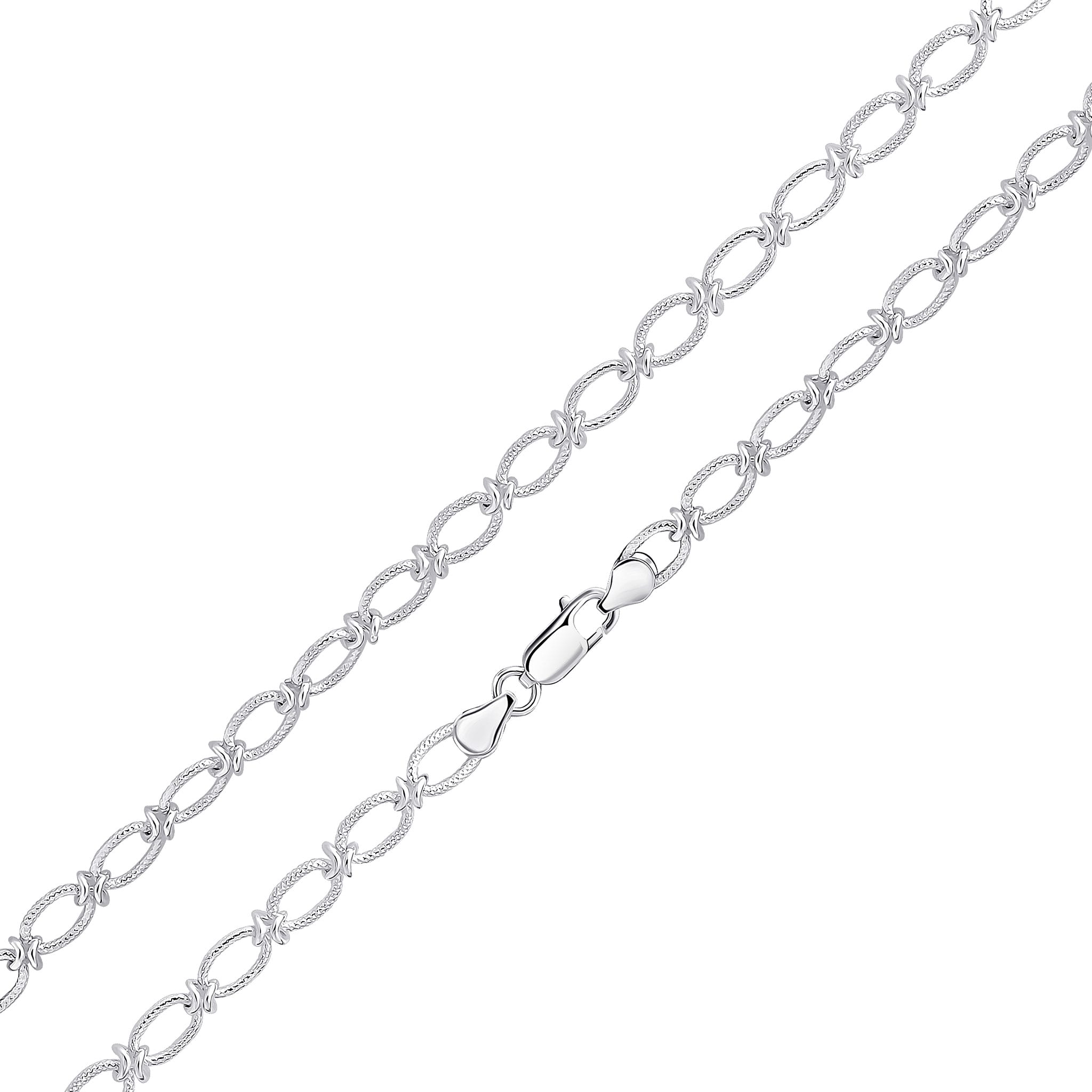 Silver 6.5mm Textured Oval Knot