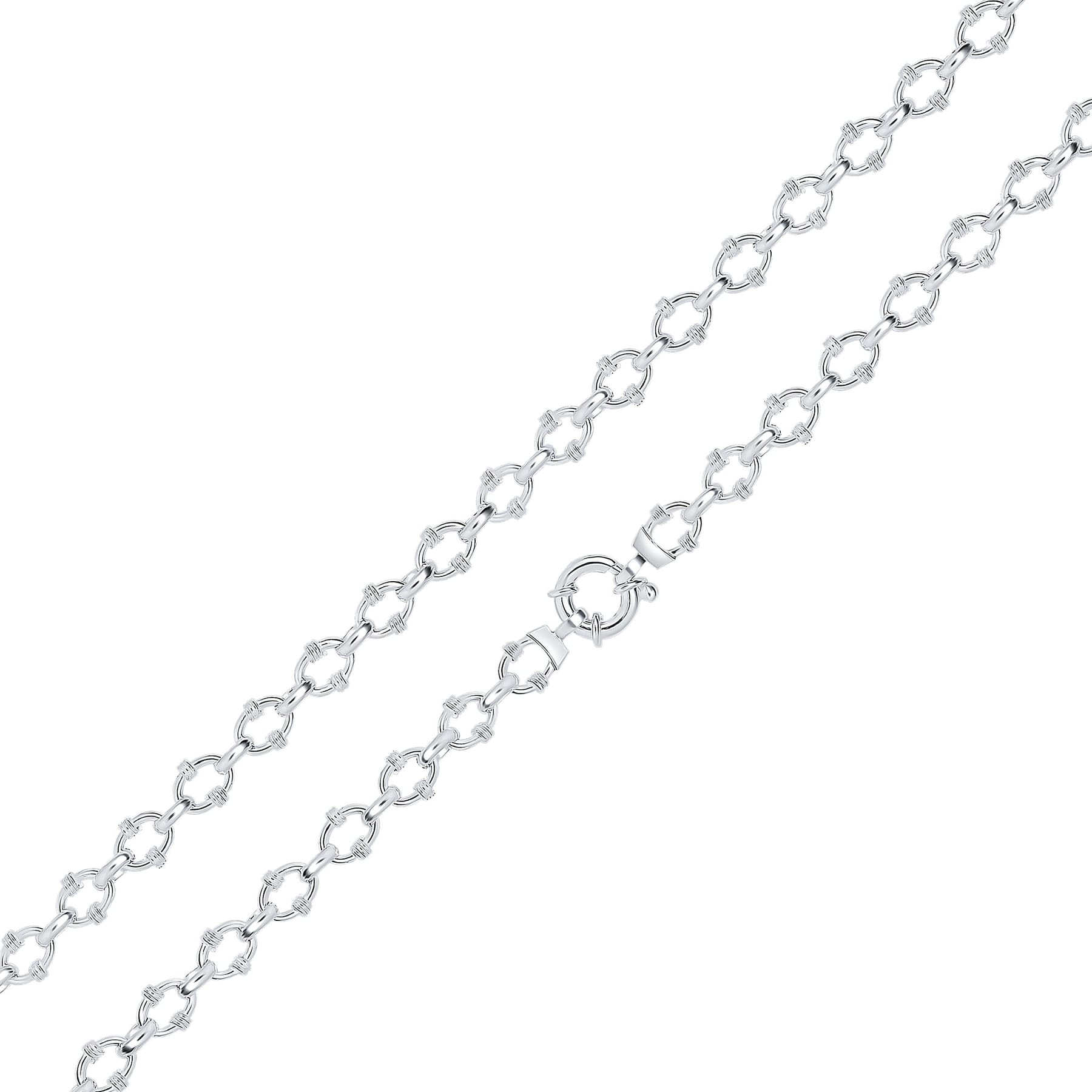 Silver 8.5mm Belted Oval Belcher Chain