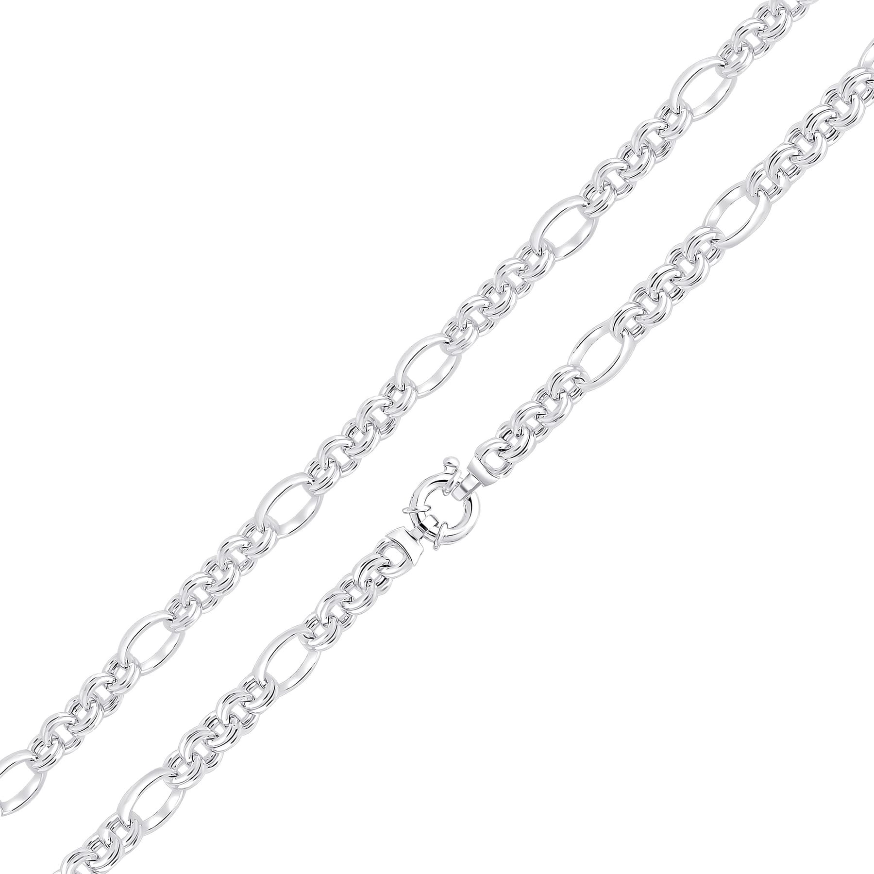 Silver 8.5mm Double Figaro Belcher Chain