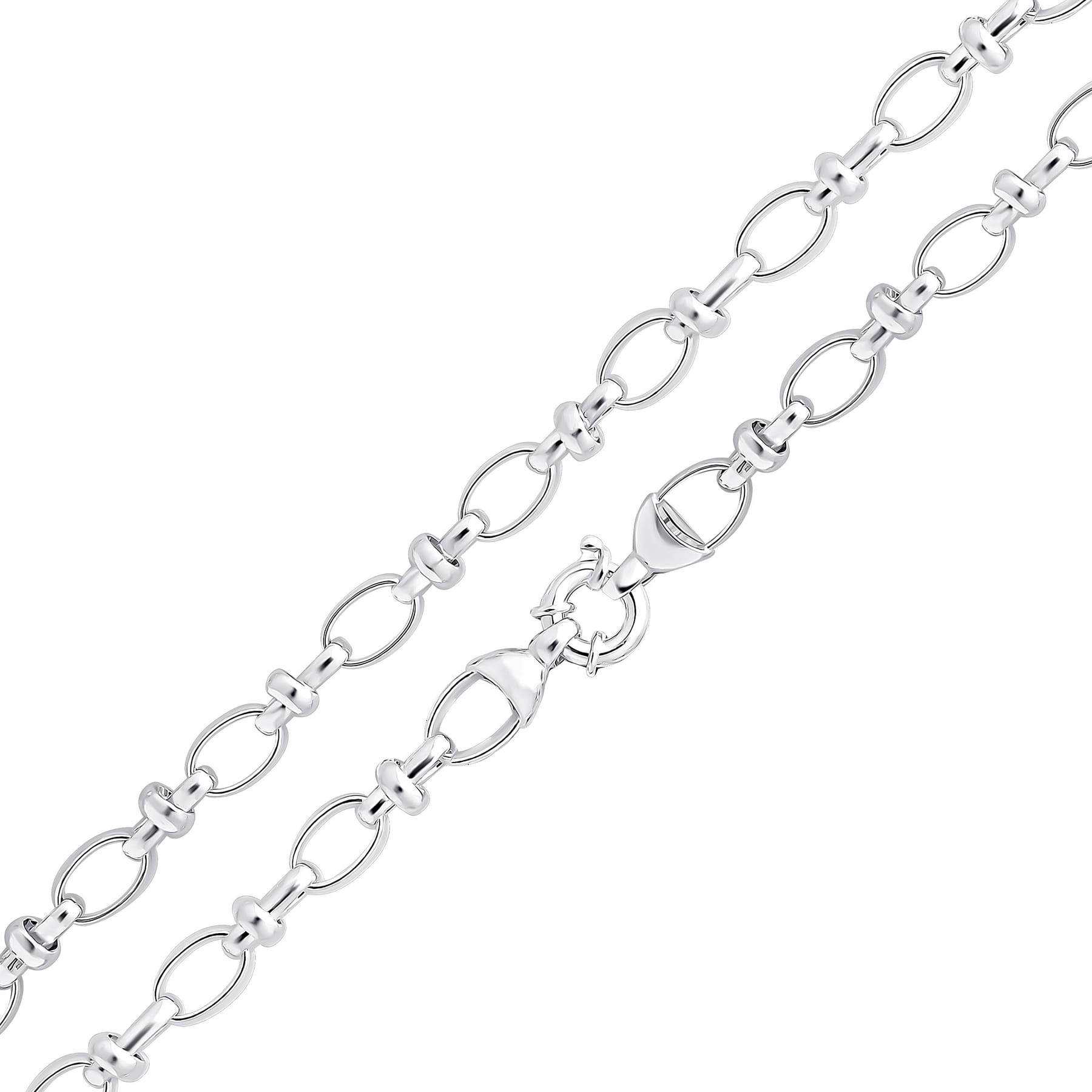 Silver 8.5mm Oval Pinch Bar Chain