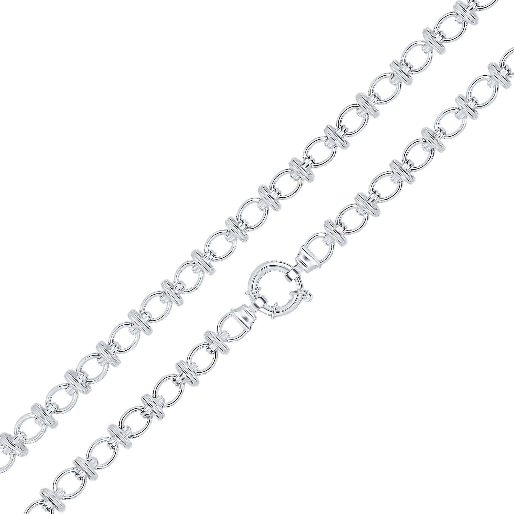 Silver 9mm Oval Double Ring Chain