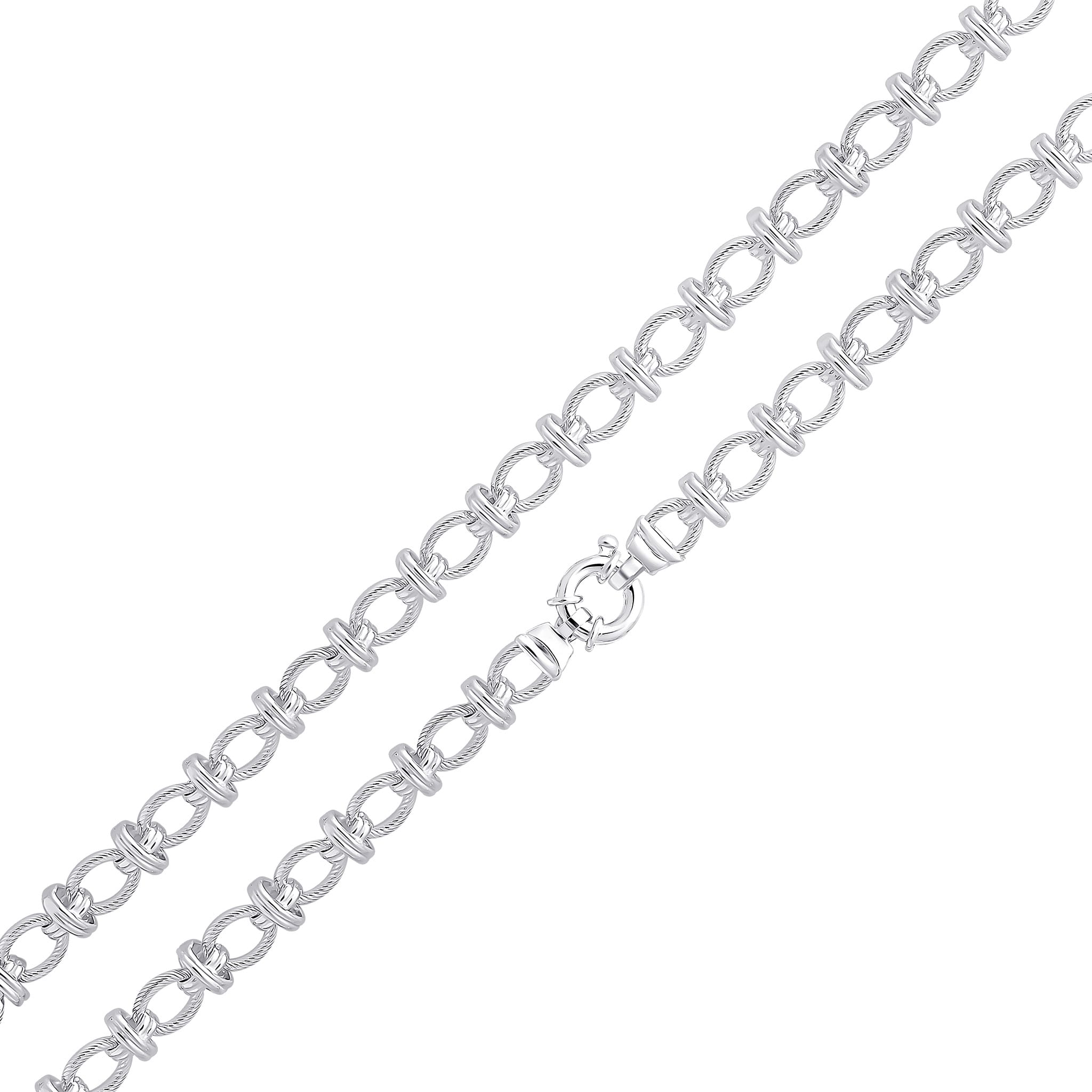 Silver 9mm Textured Oval Double Ring