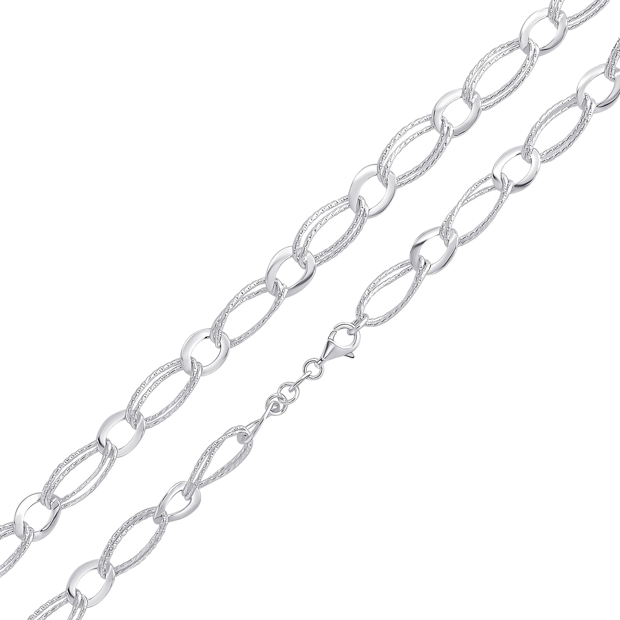 Silver 9mm Wide Double Oval