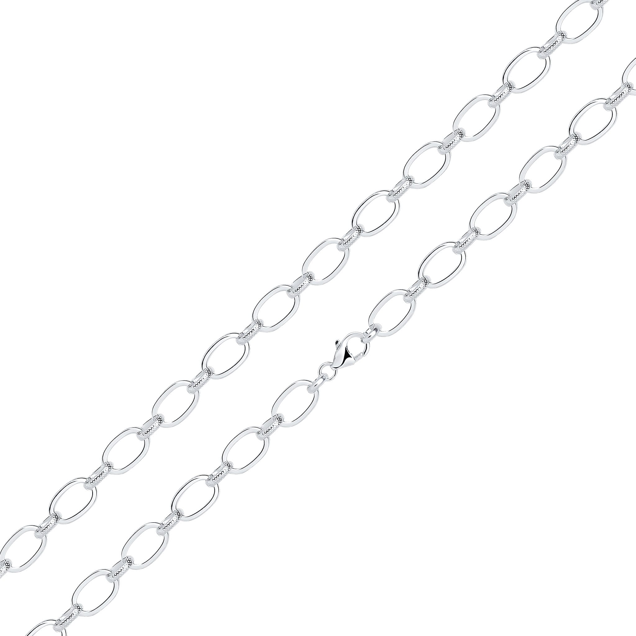 Silver 9x14mm Textured Oval Belcher