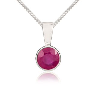 9ct white gold 5mm Round Ruby Rubover Pendant
