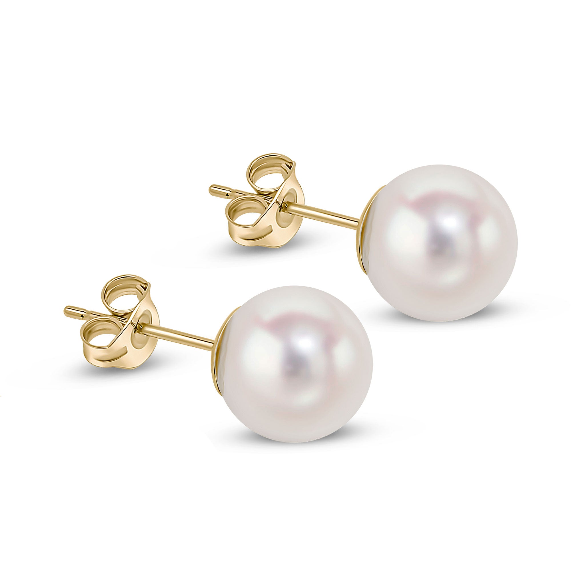 9ct yellow gold.8-8.5mm cultured pearl  Stud