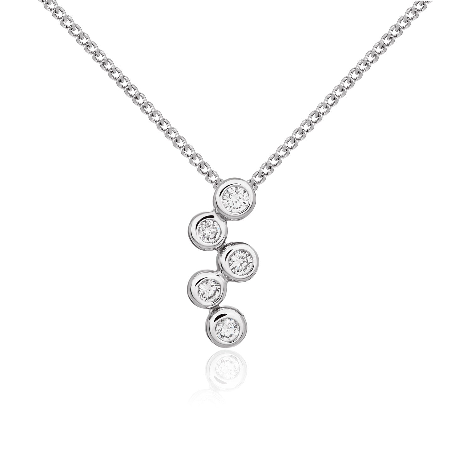 18ct White Gold Round Diamond 'bubble' Slider Pendant