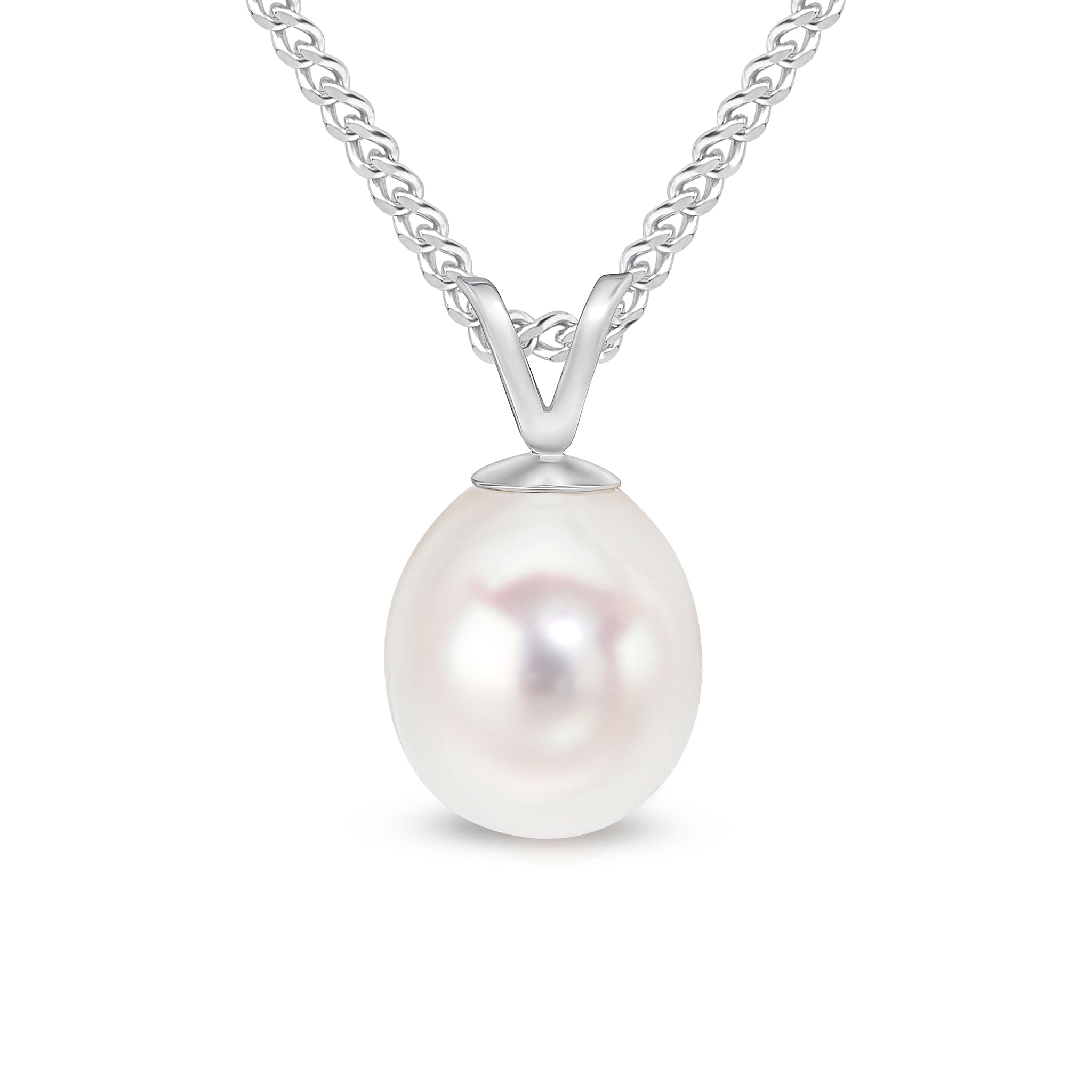 9ct White Gold 8mm freshwater pearl Drop pendant