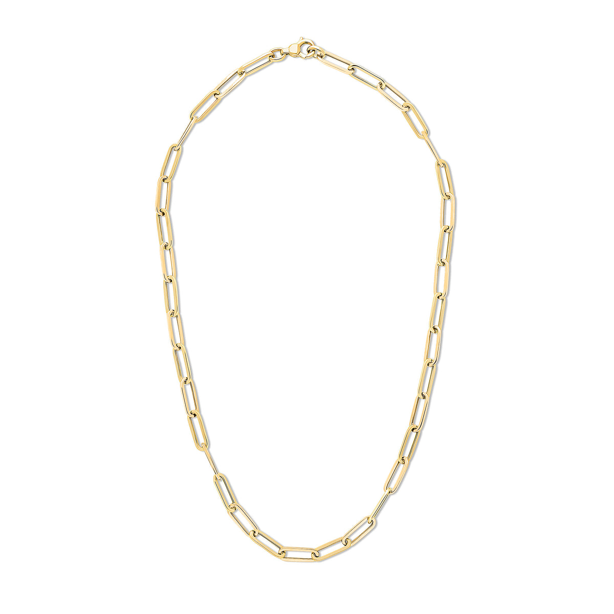 9ct Yellow Gold Oval Paperchain Link Necklace 18 Inches