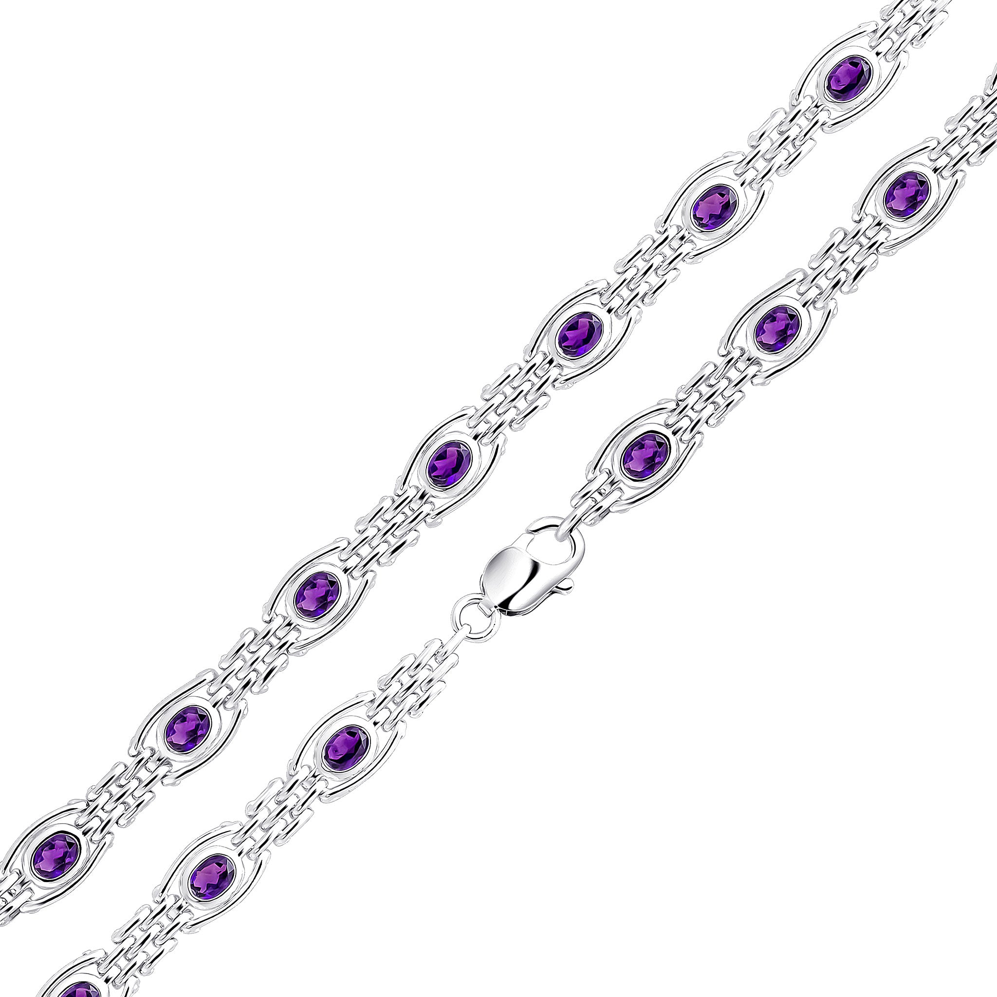 Silver 9.5mm Amethyst Gate 7.5"