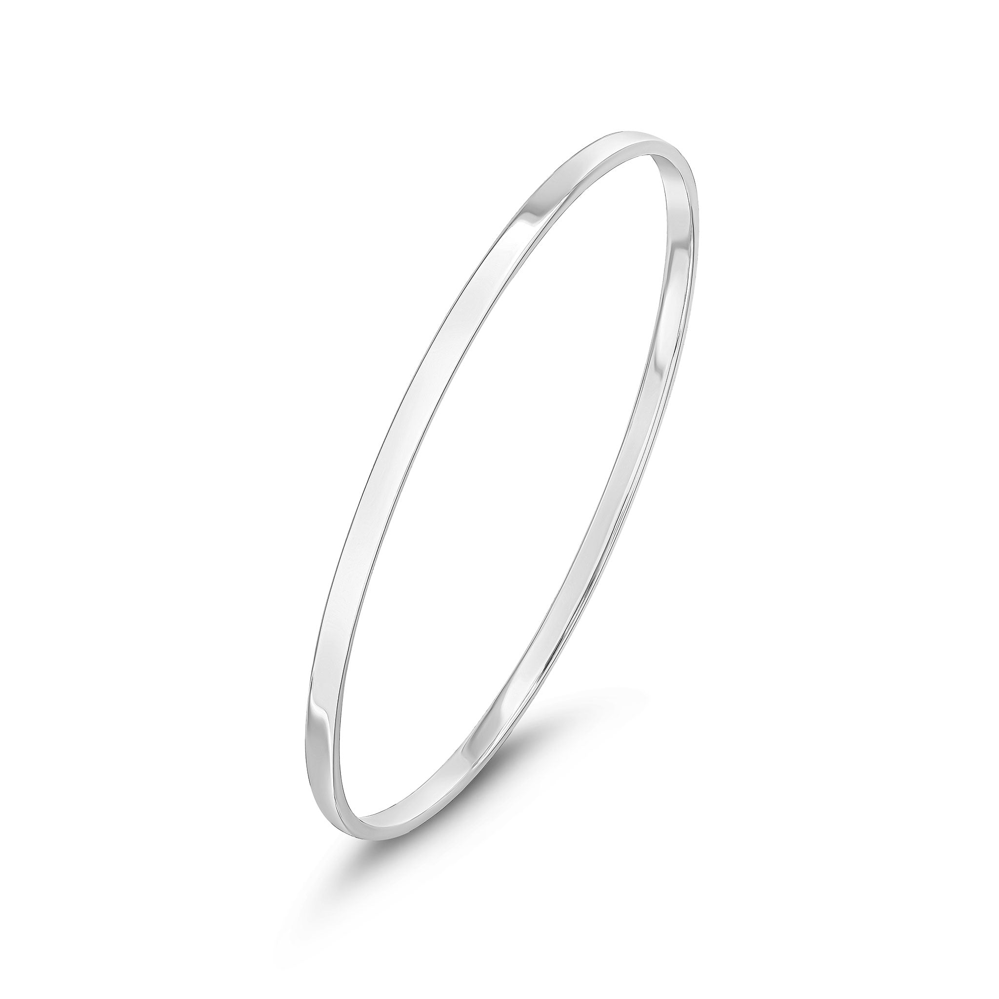 9ct White Gold Square Section Oval Slave Bangle 3mm