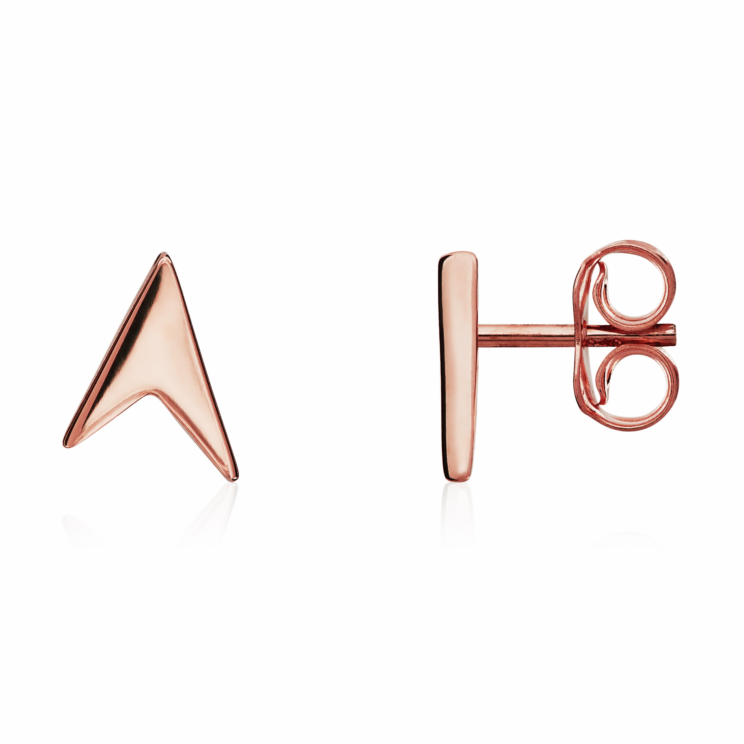 9ct Rose Gold 'Arrowhead' Stud Earrings