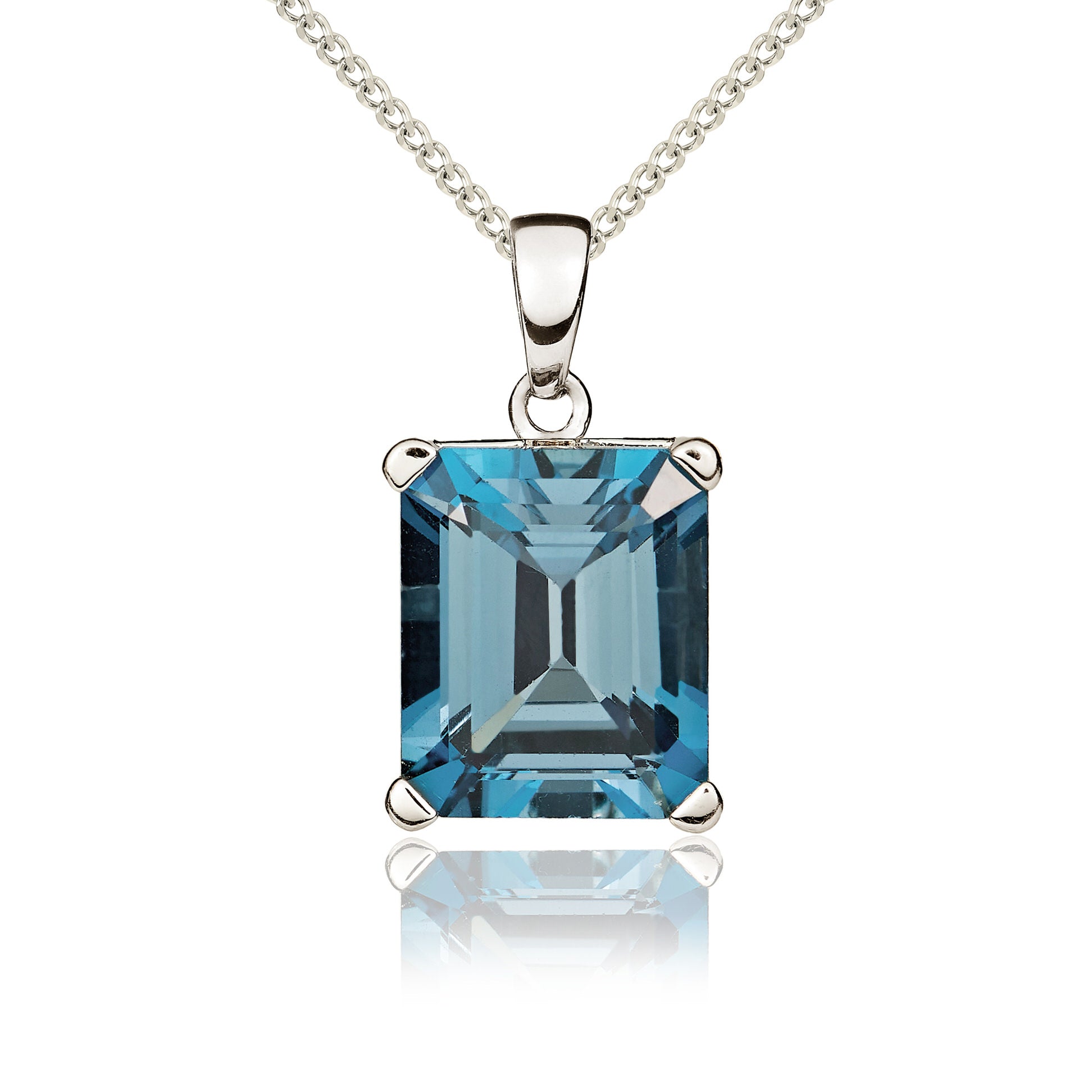 9ct White Gold Octagonal London Blue Topaz Pendant