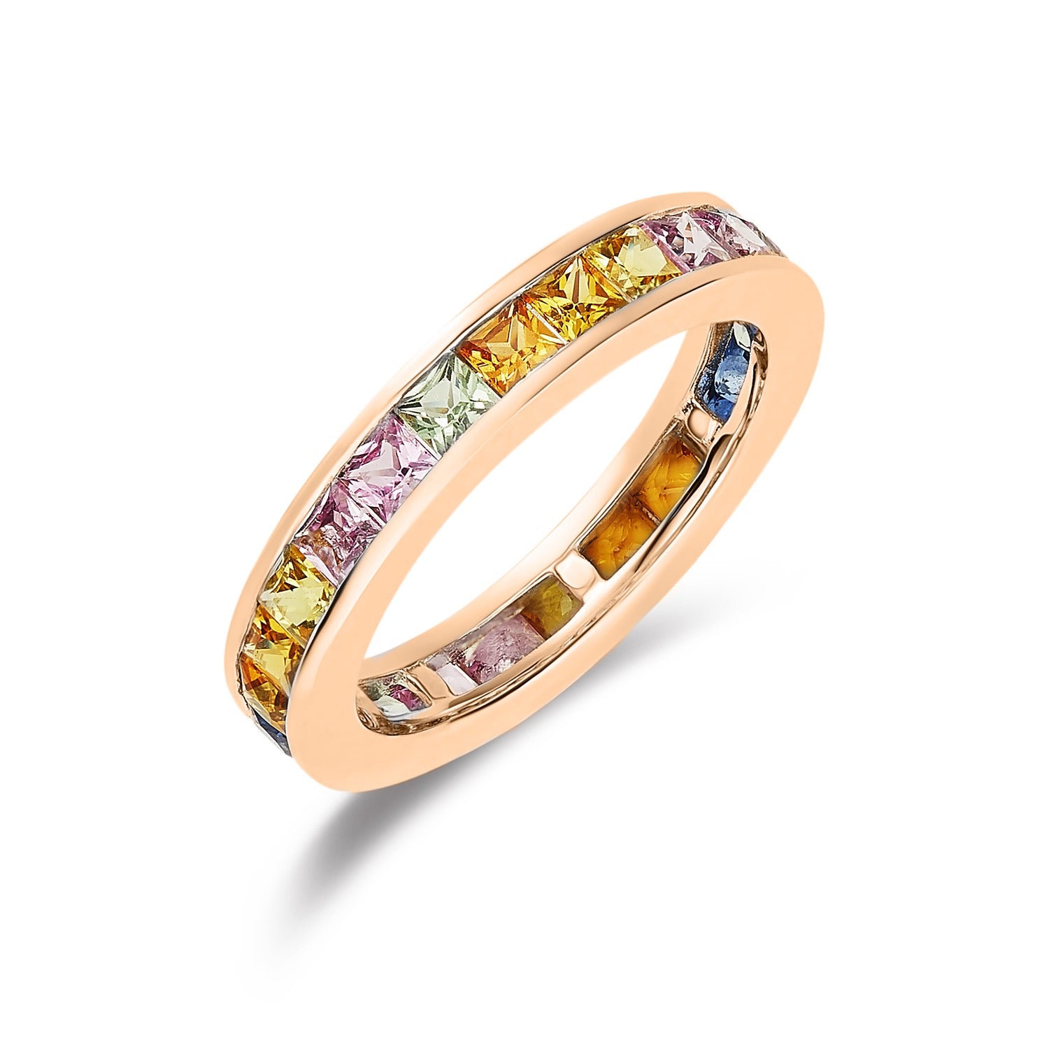 9ct Rose Gold Square Multi Sap Full Et