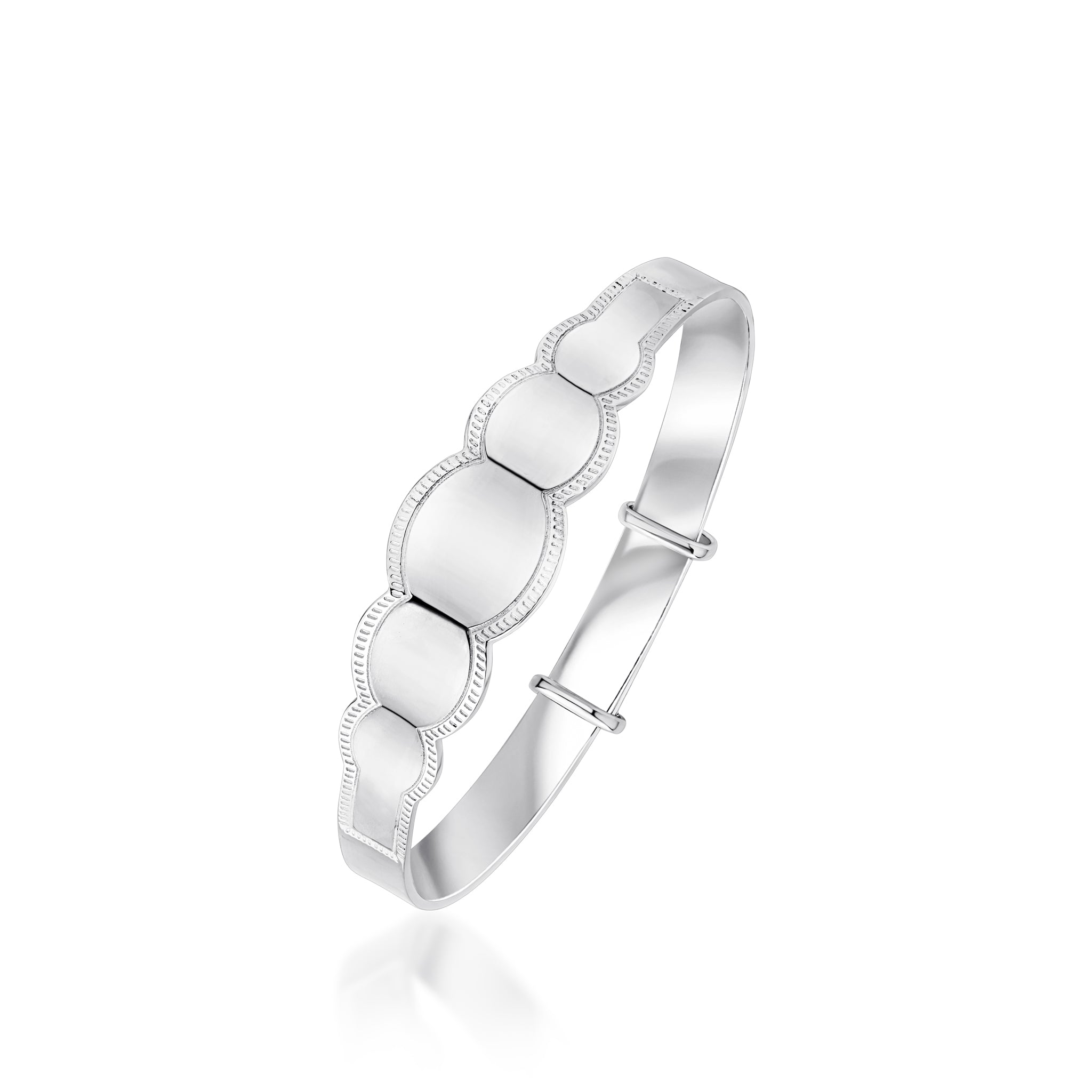 Silver Scalloped ID Baby Bangle
