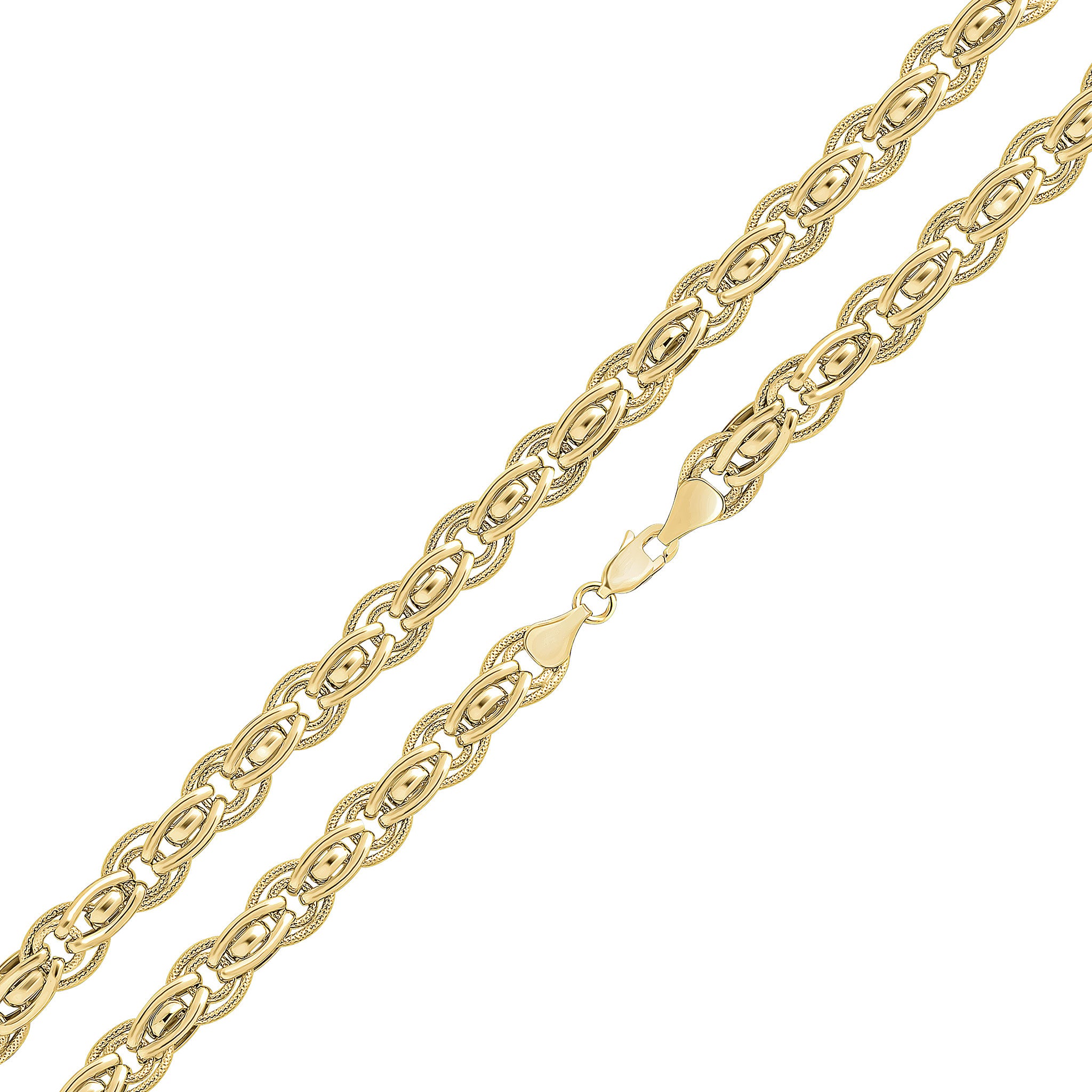 9ct Yellow Gold Handmade 8.5mm Oval Fancy Textured 8"