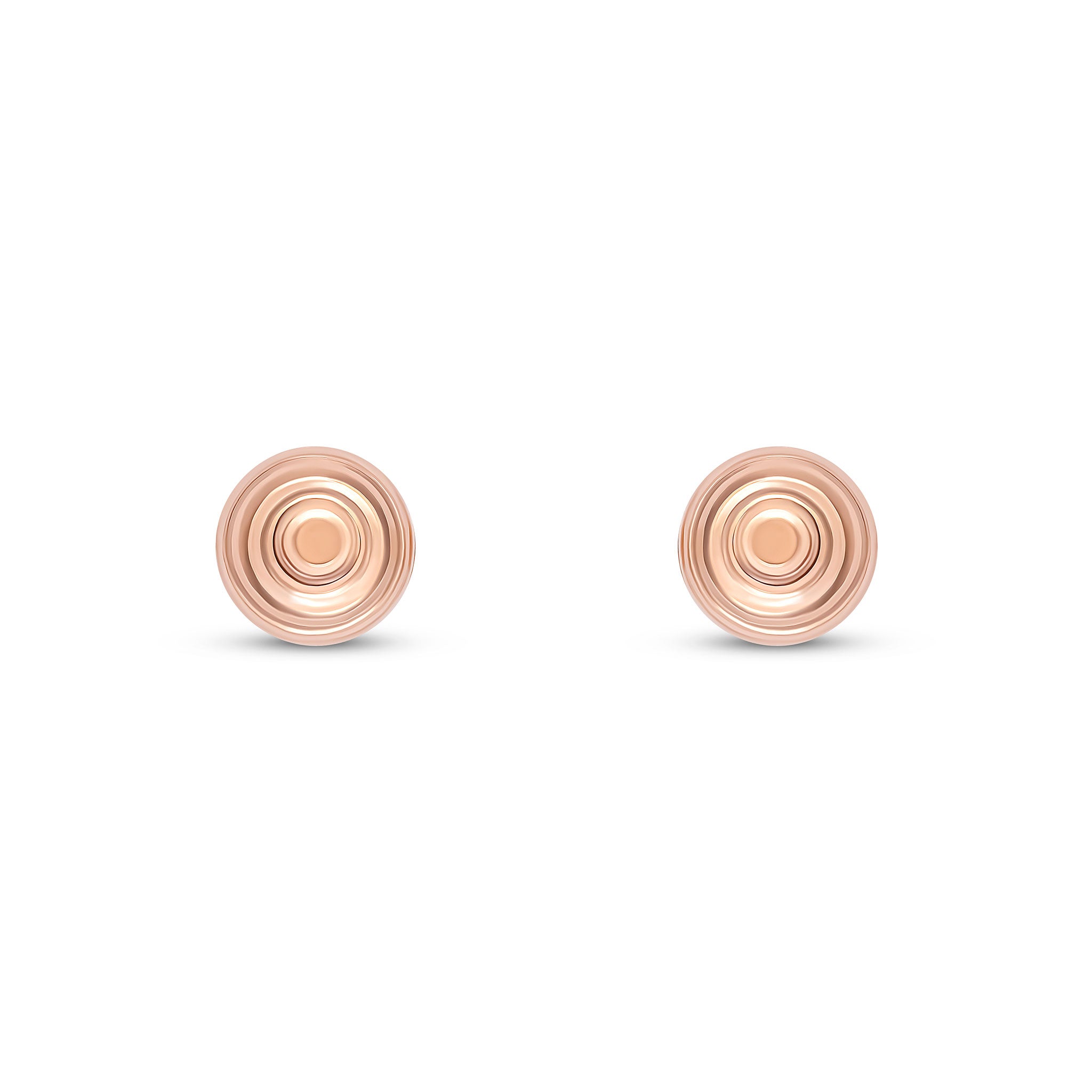 9ct Rose Gold Striped/Polished 7mm Ball Stud Earrings