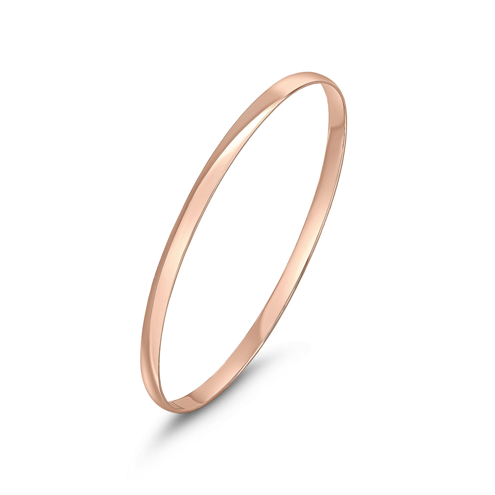 9ct Rose Gold D Shape Slave Bangle 4mm