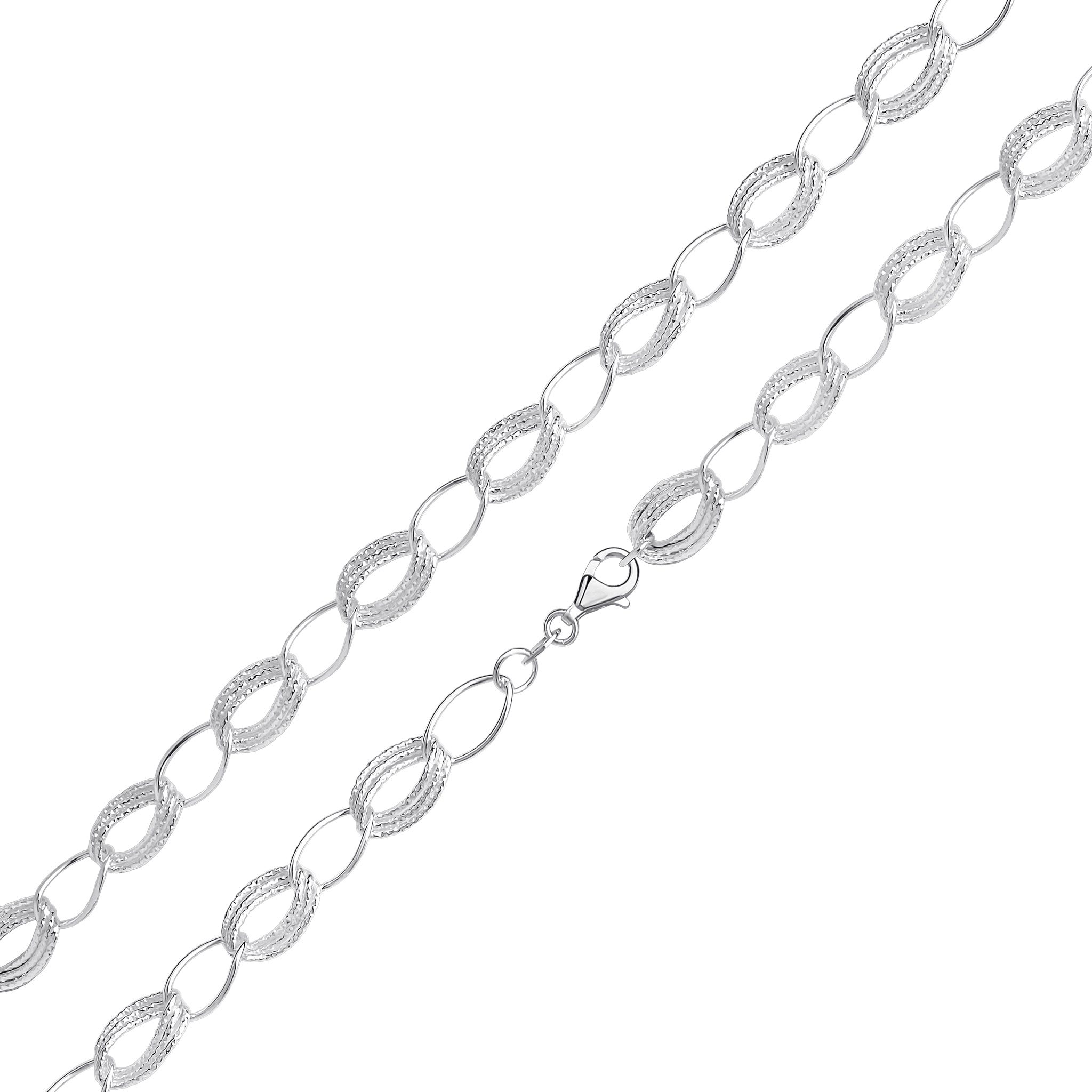 Silver Oval Wave Multi Link Bracelet 7.5"