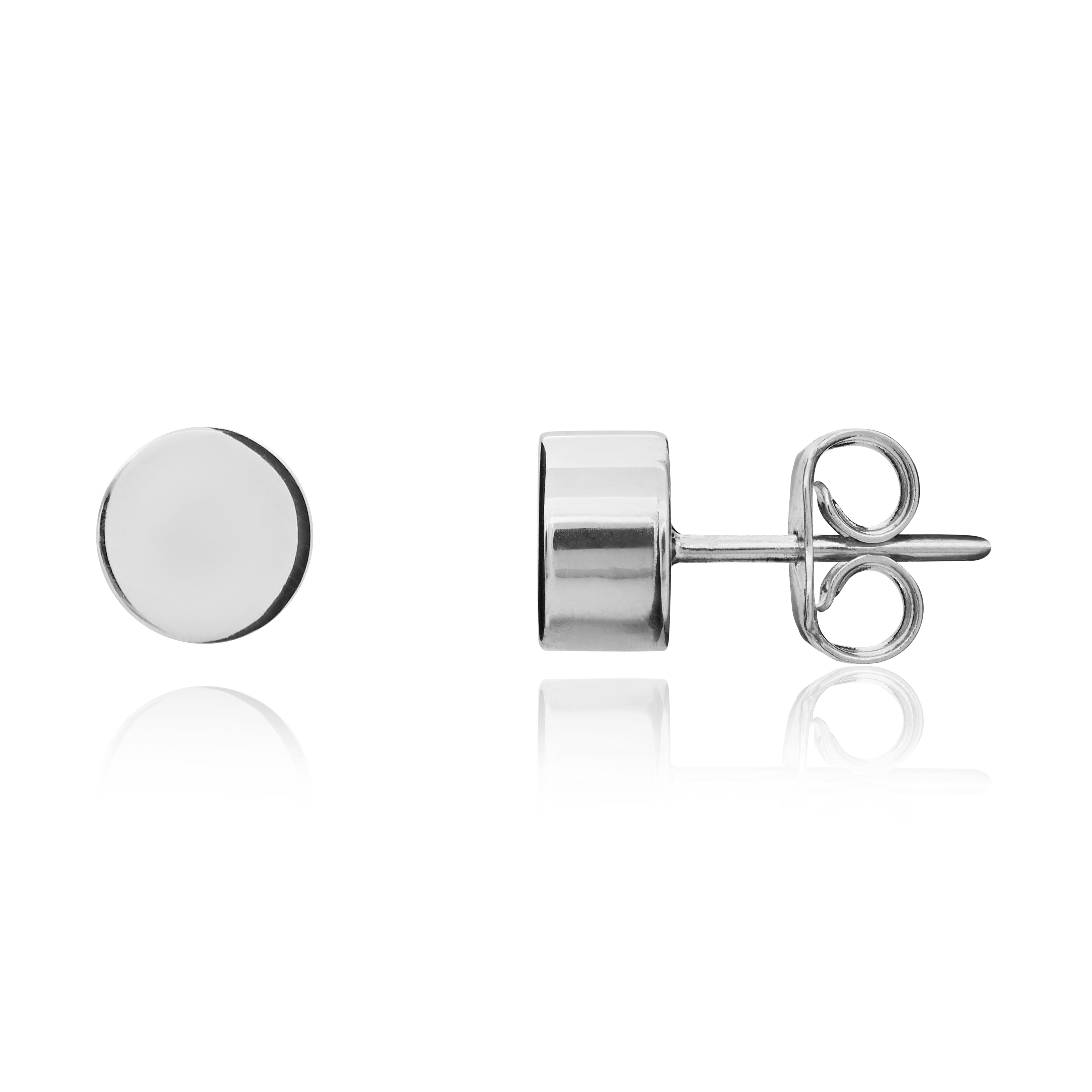 9ct white gold Polished 6mm Cylinder Shape Stud Earrings