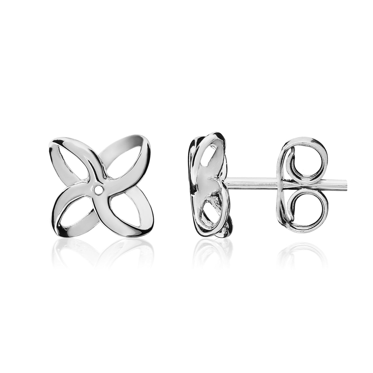 9ct White Gold Simple Flower Stud Earrings