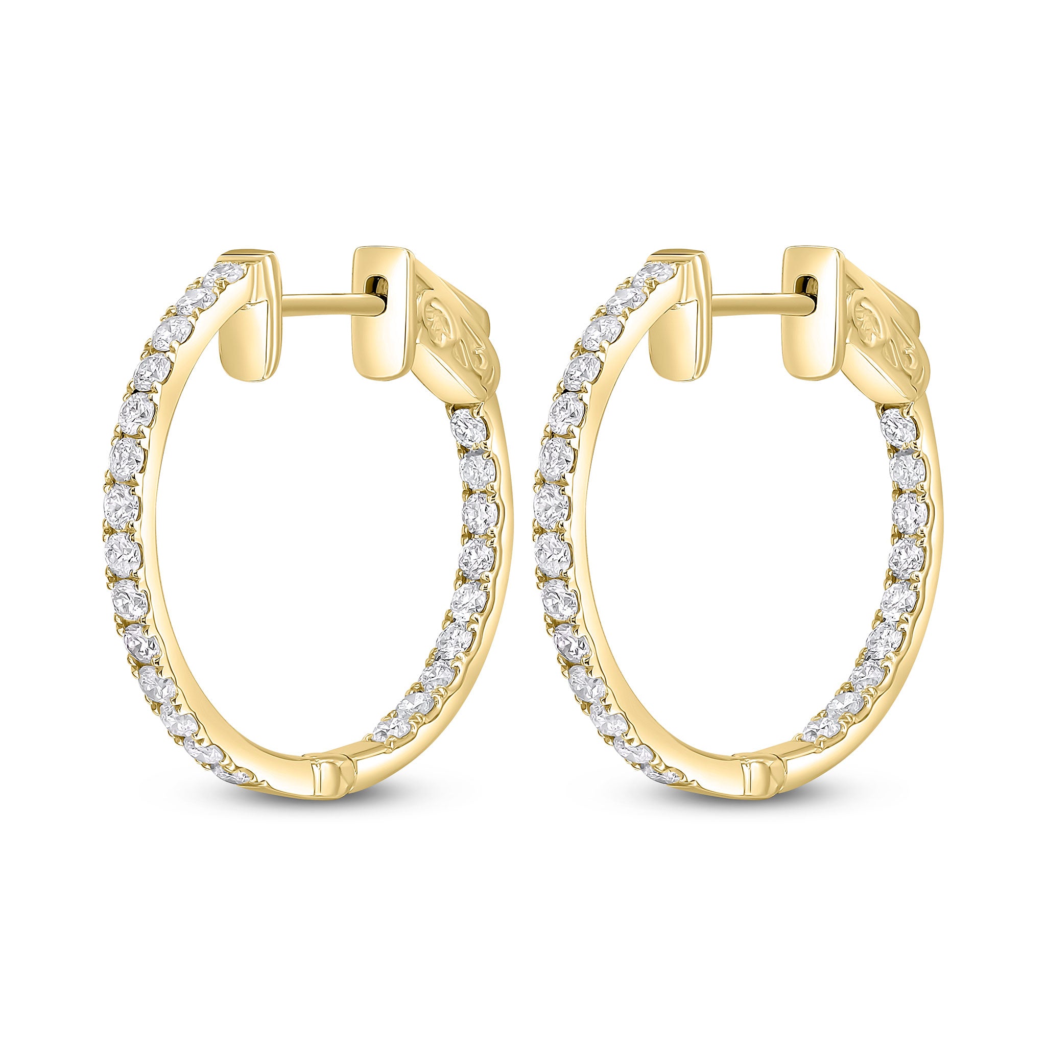 18ct Yellow Gold Round Diamond Claw Set Full Hoop Earrings 0.71ct