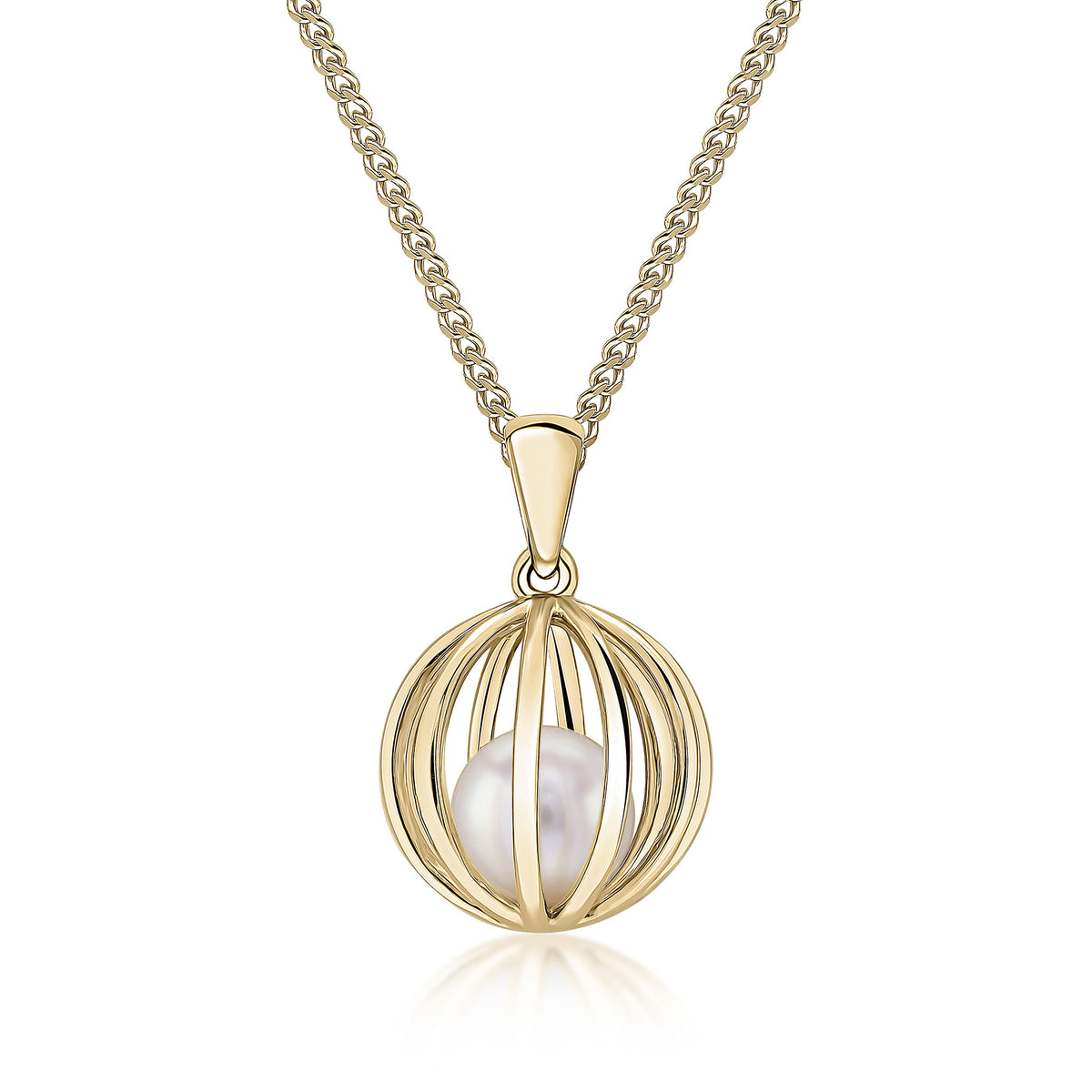 9ct Yellow Gold Cultured Freshwater Pearl Cage Pendant