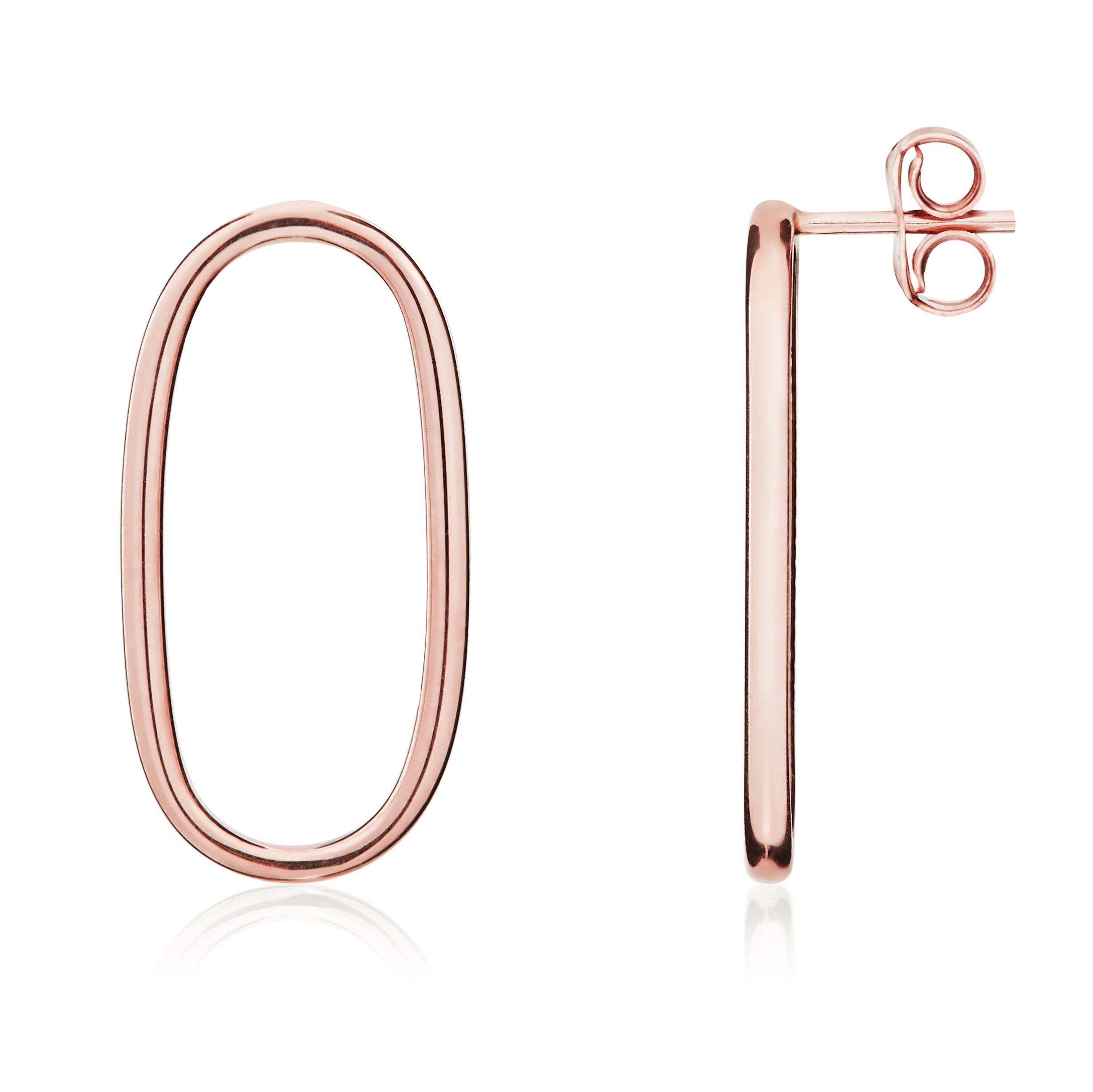 9ct rose gold.Open Oval earrings