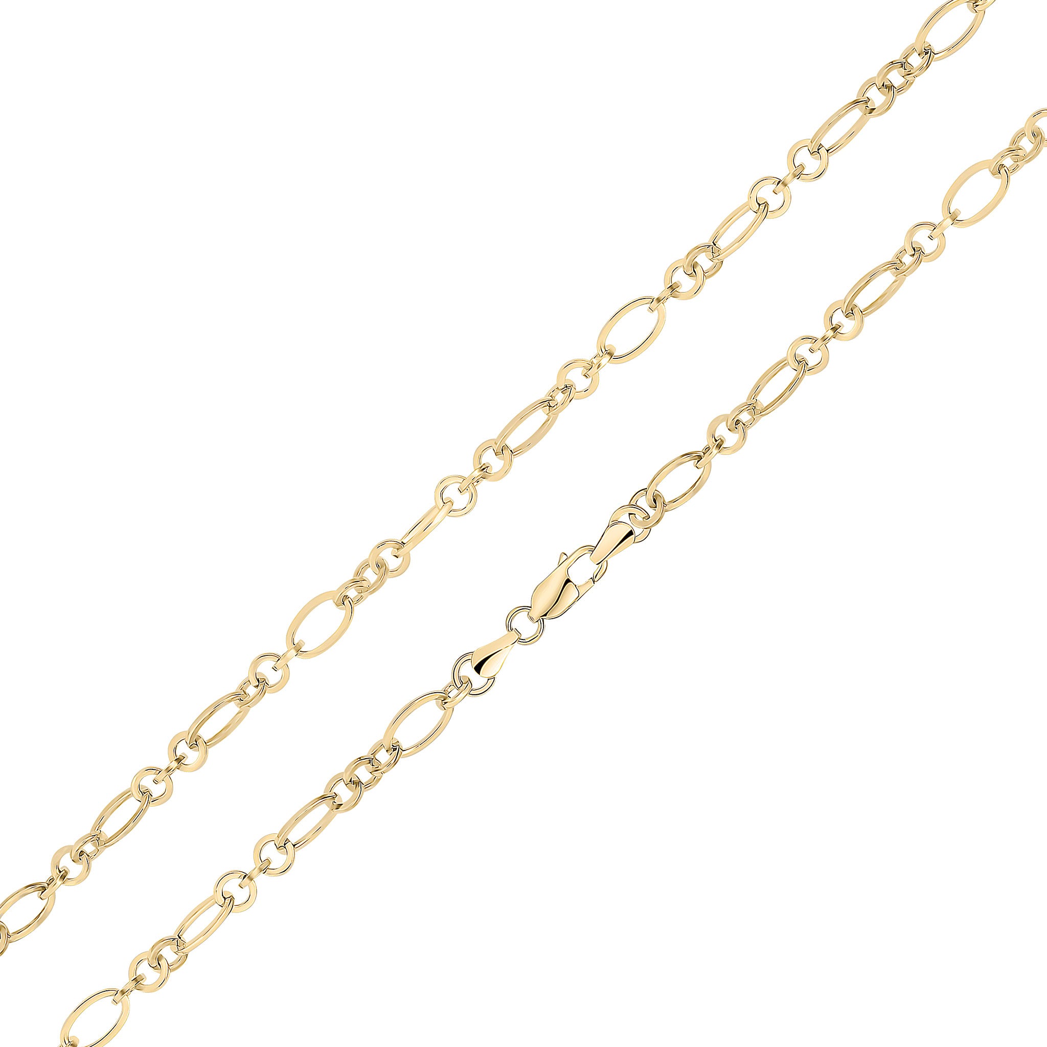 9ct Yellow Gold 5mm Oval Round Figaro 7.5