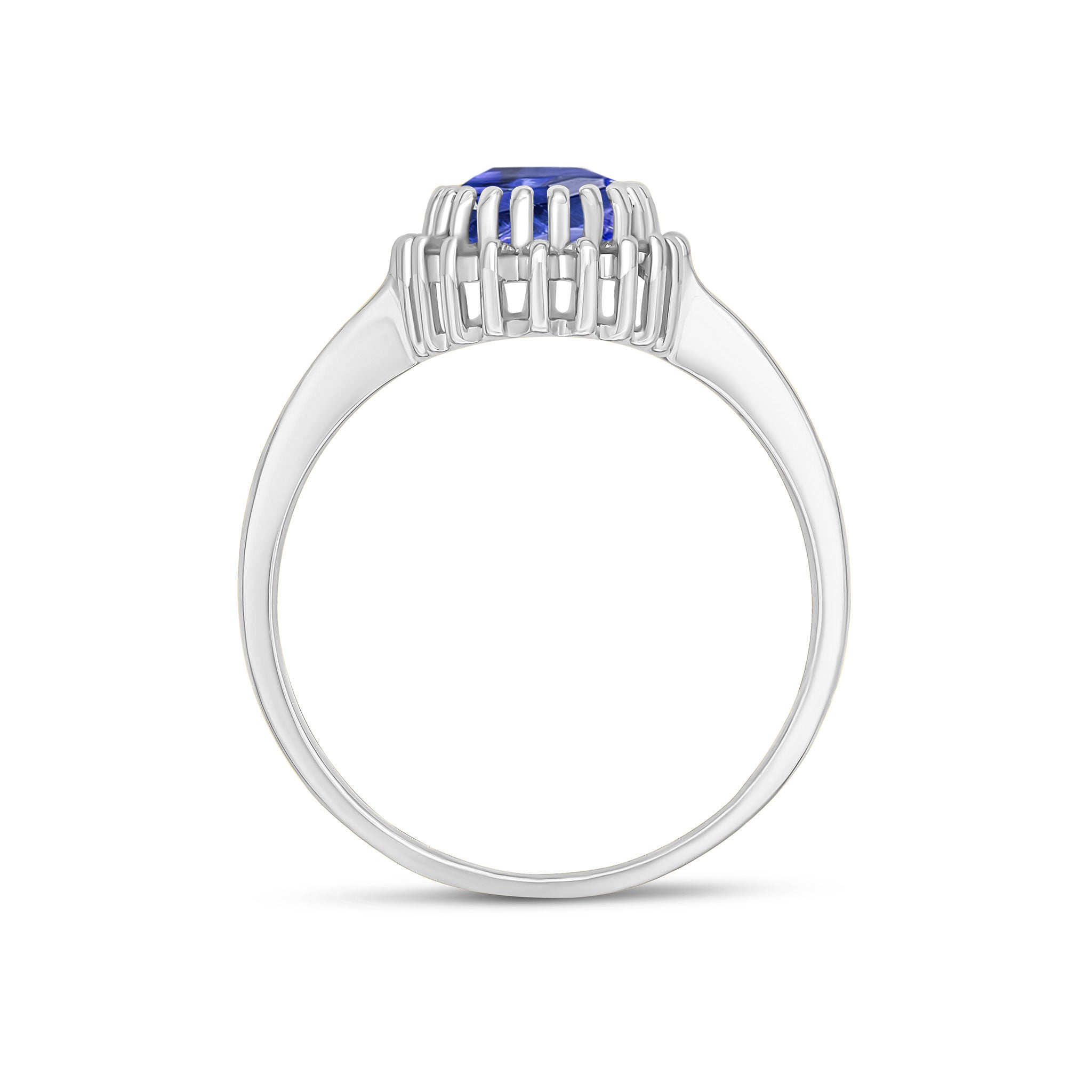 9ct White Gold 7x5mm Pear Shape Tanzanite & Diamond Claw Set Cluster Ring
