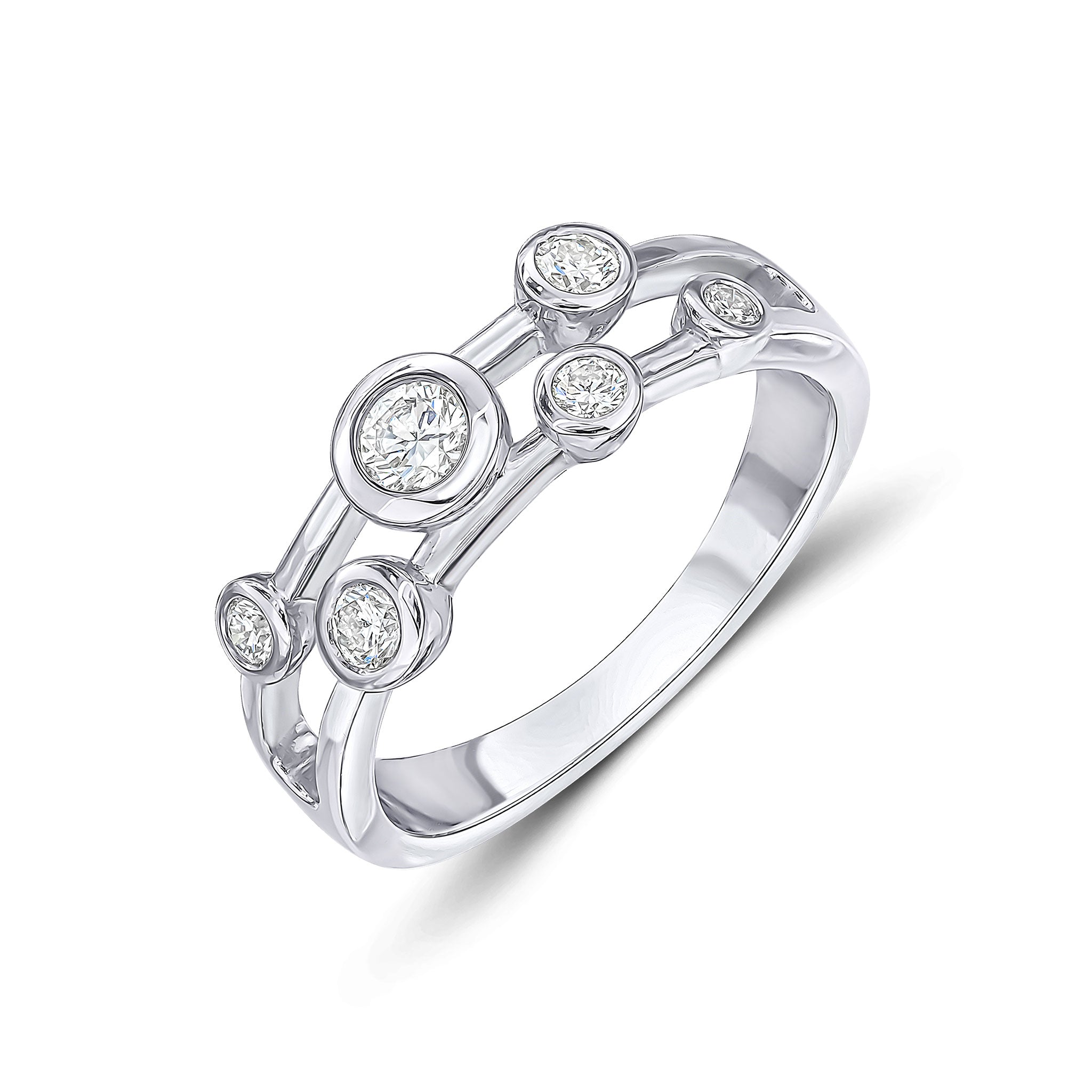 Platimum Round Diamond 2 Row Bubble Ring