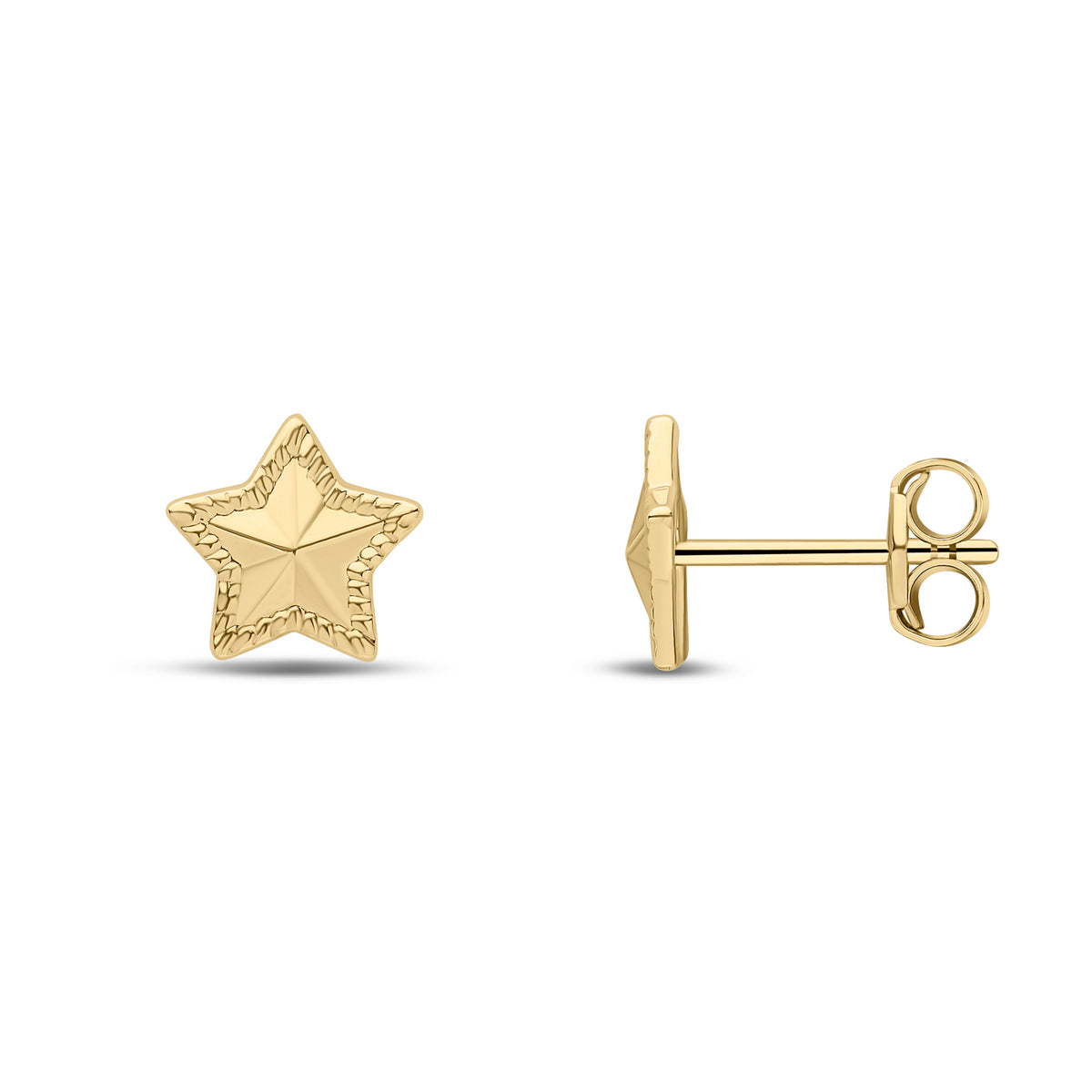 9ct Yellow Gold Star Stud Earrings with Pointed Centre 7.8mm