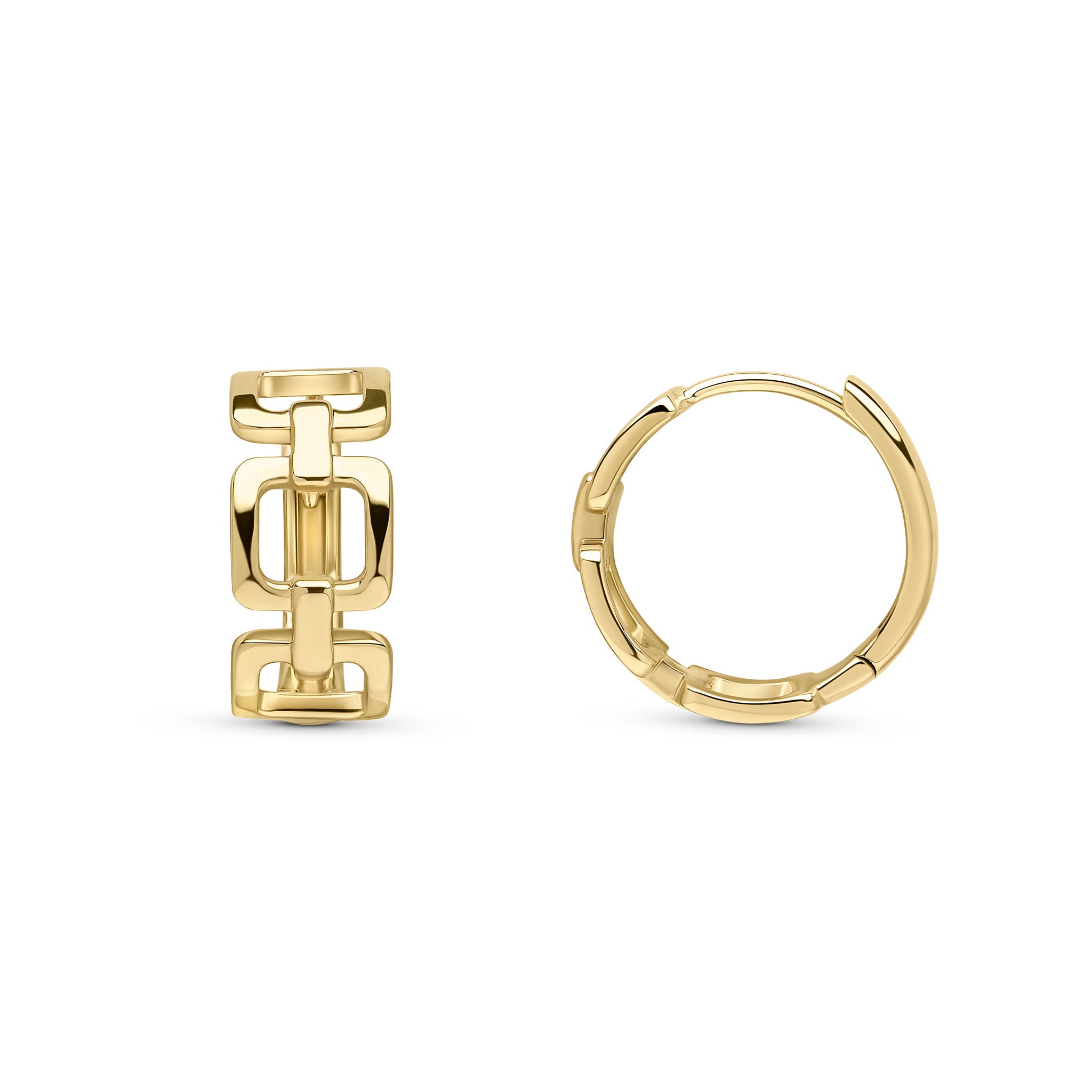 9ct Yellow Gold Square & Bar Hinged Huggy Earrings