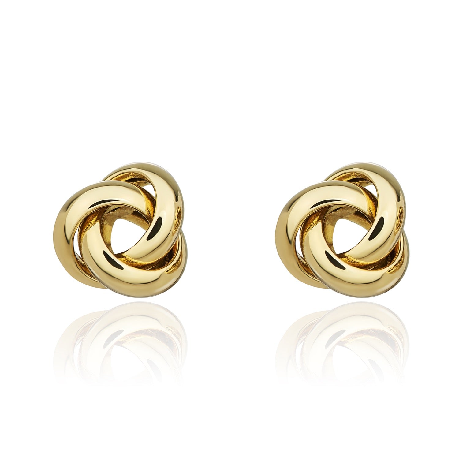 18ct Yellow Gold Polished 3 Row 7mm Knot Earrings
