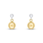 9ct Two Tone Yellow White Gold Polished Double Ball Drop Earrings