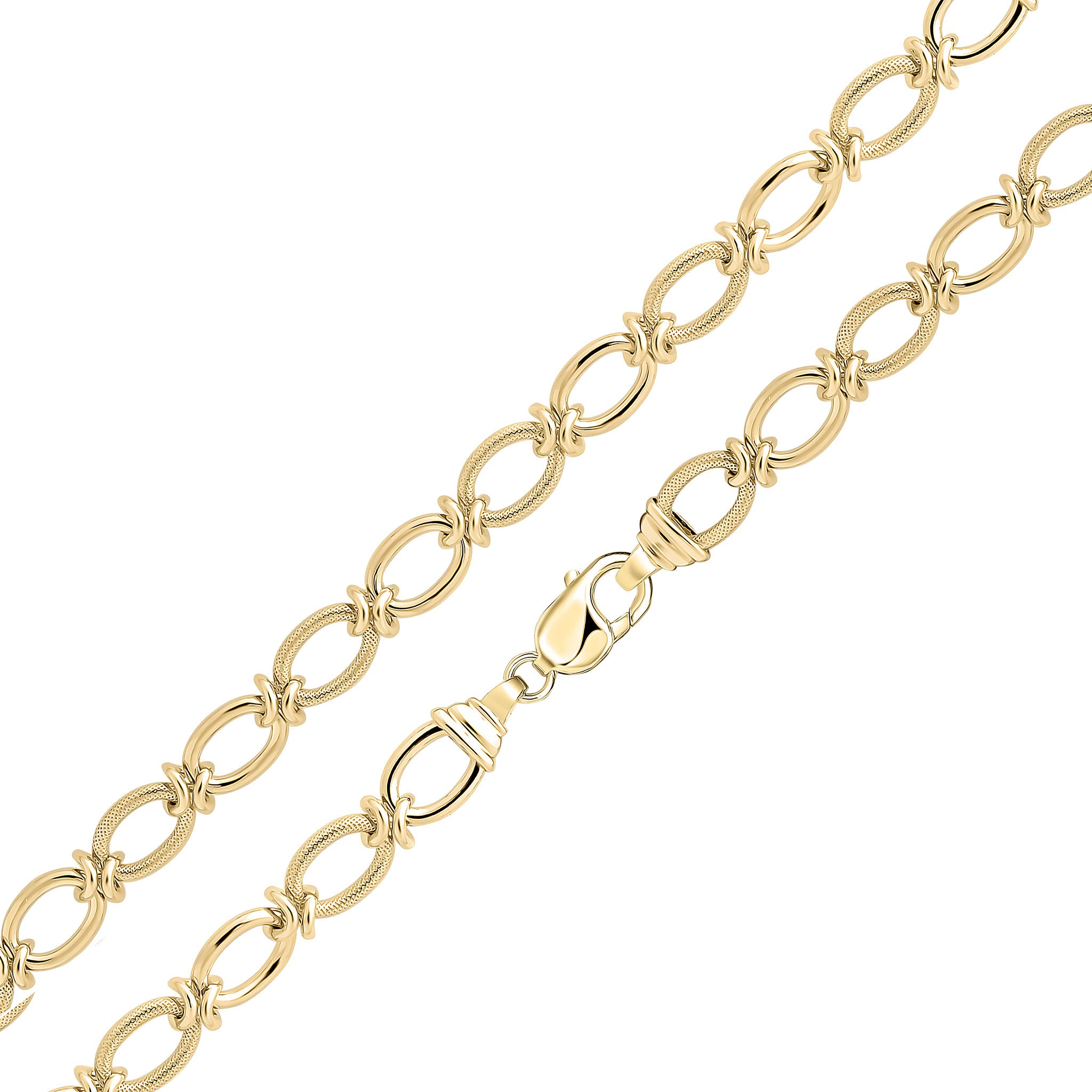 9ct Yellow Gold 9mm Textured Pol Oval 7.5