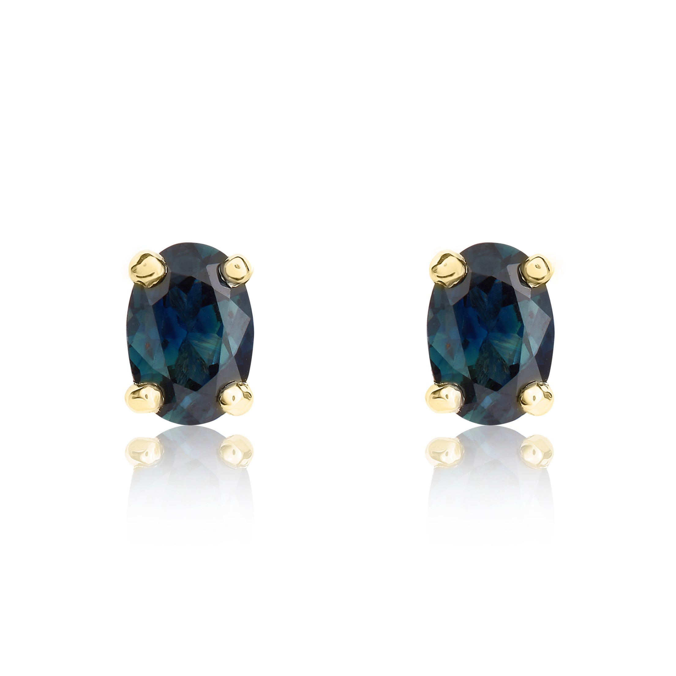 9ct Yellow Gold 6x4 Oval Sapphire Claw Set Earrings