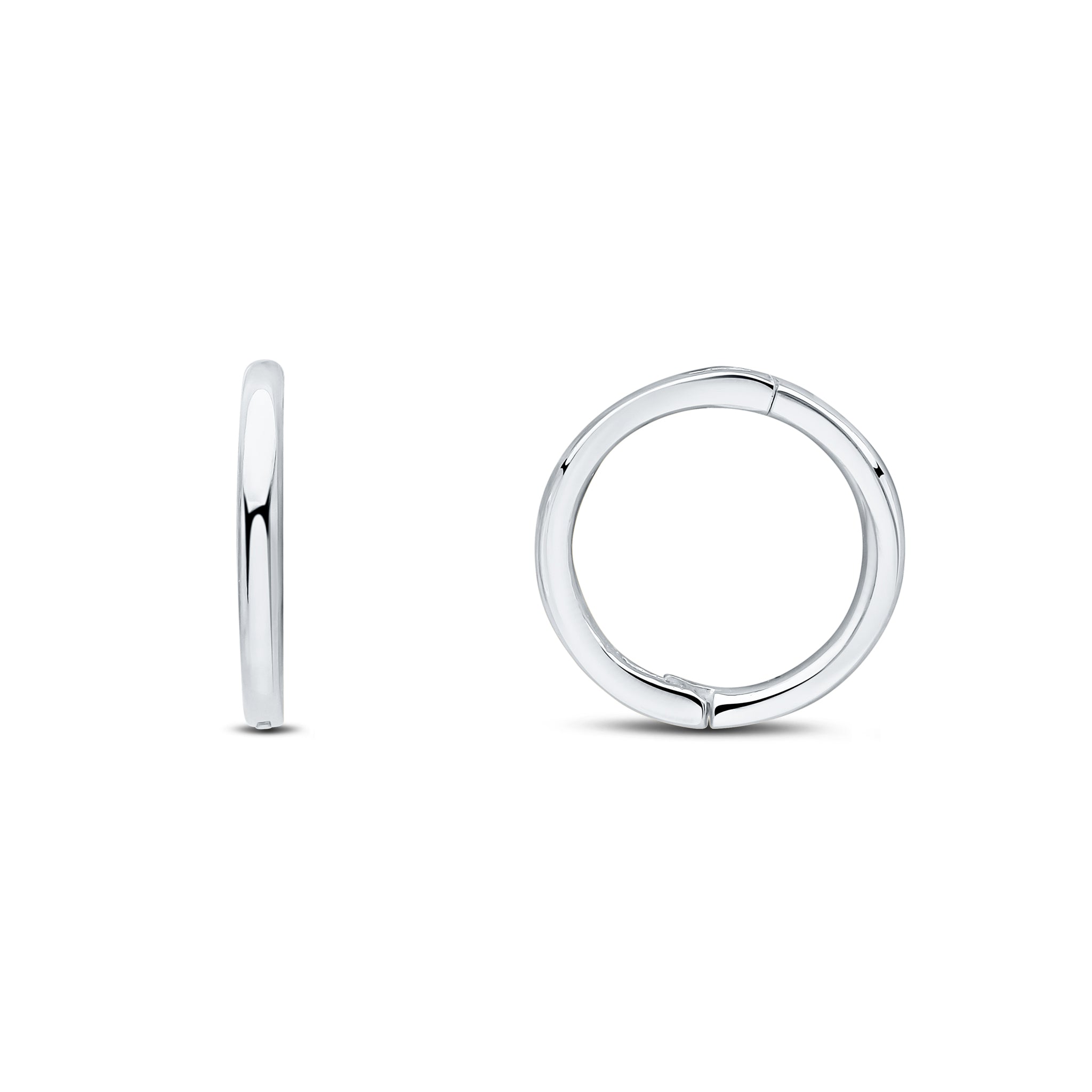9ct white gold Hinged Sleeper Hoop Earrings. 10mm Outer Diameter