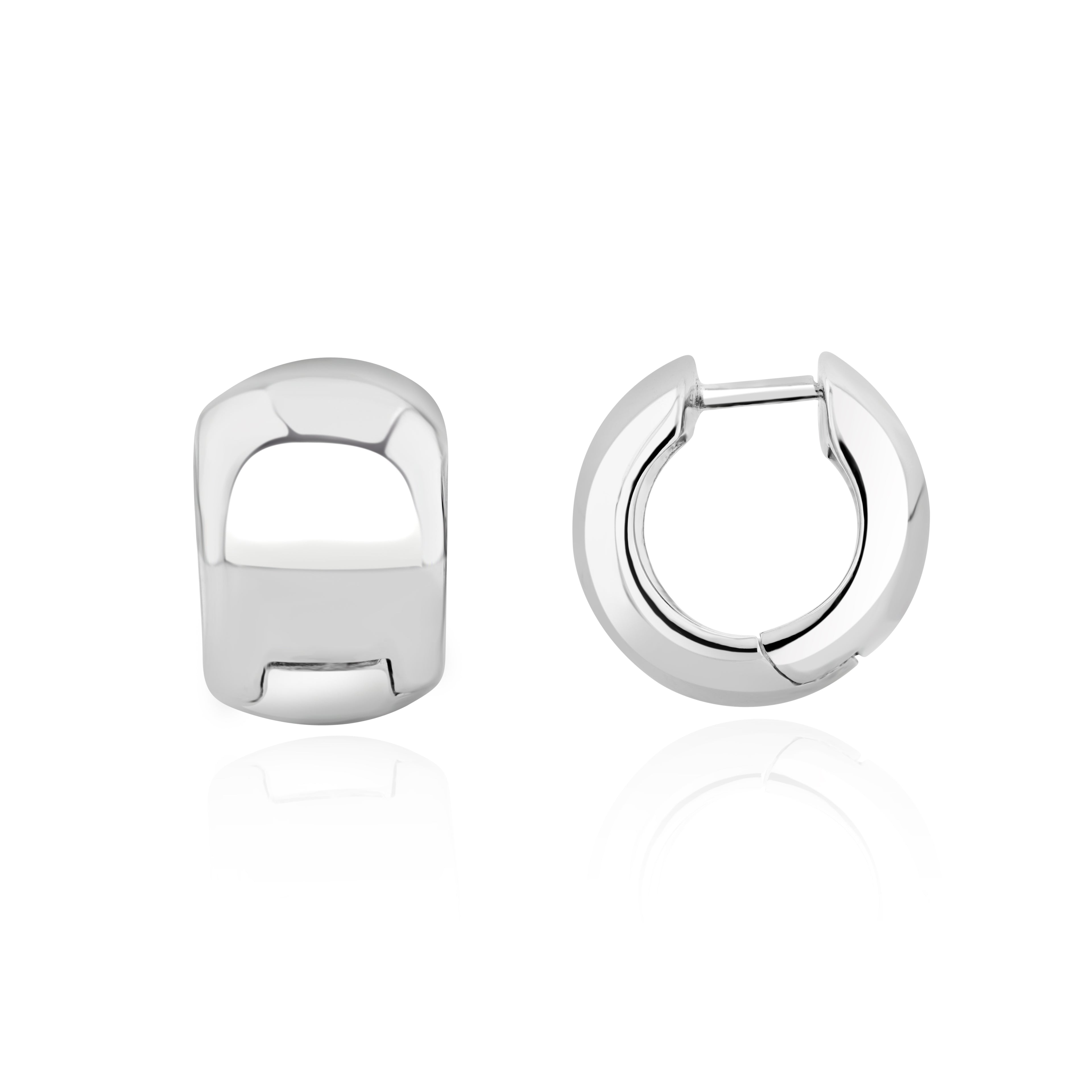 9ct White Gold Polished Wide Hoop Earrings
