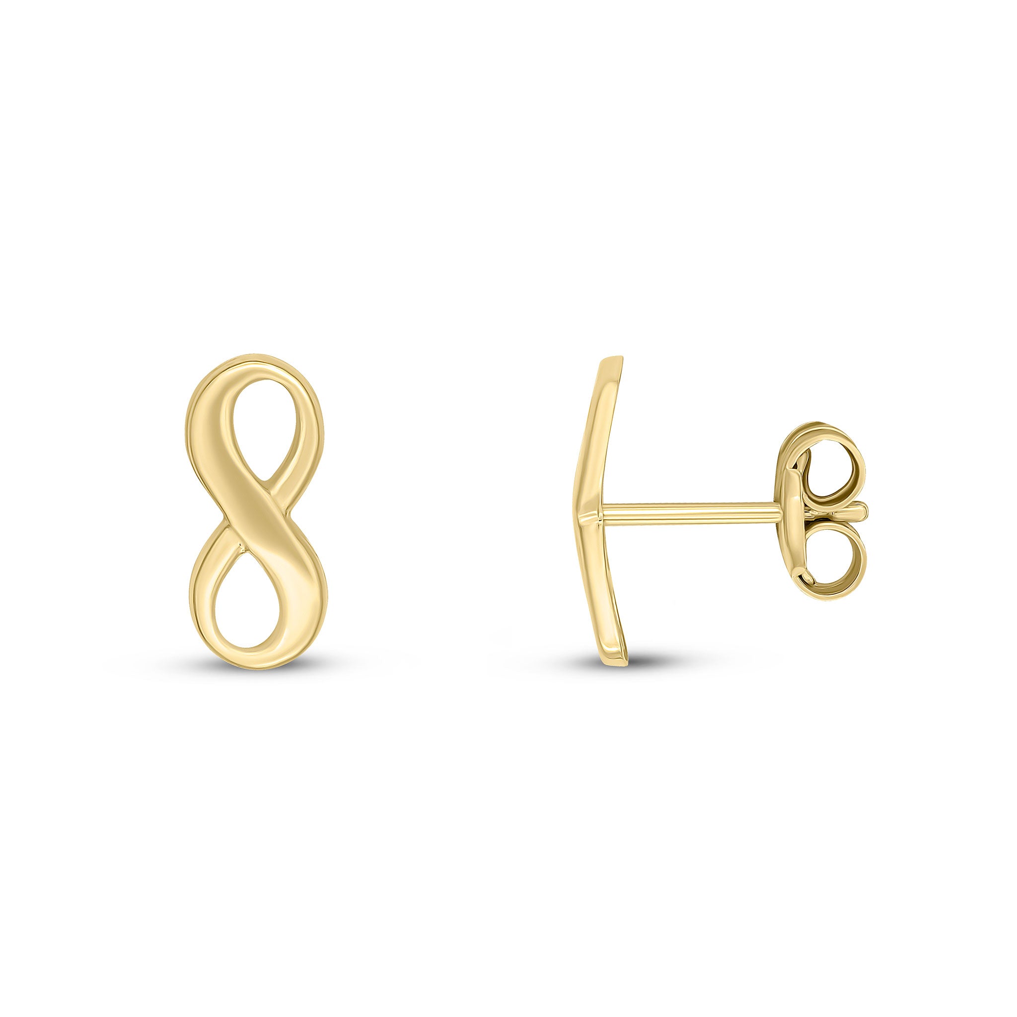 9ct Yellow Gold Polished Finish Infinity Stud Earrings